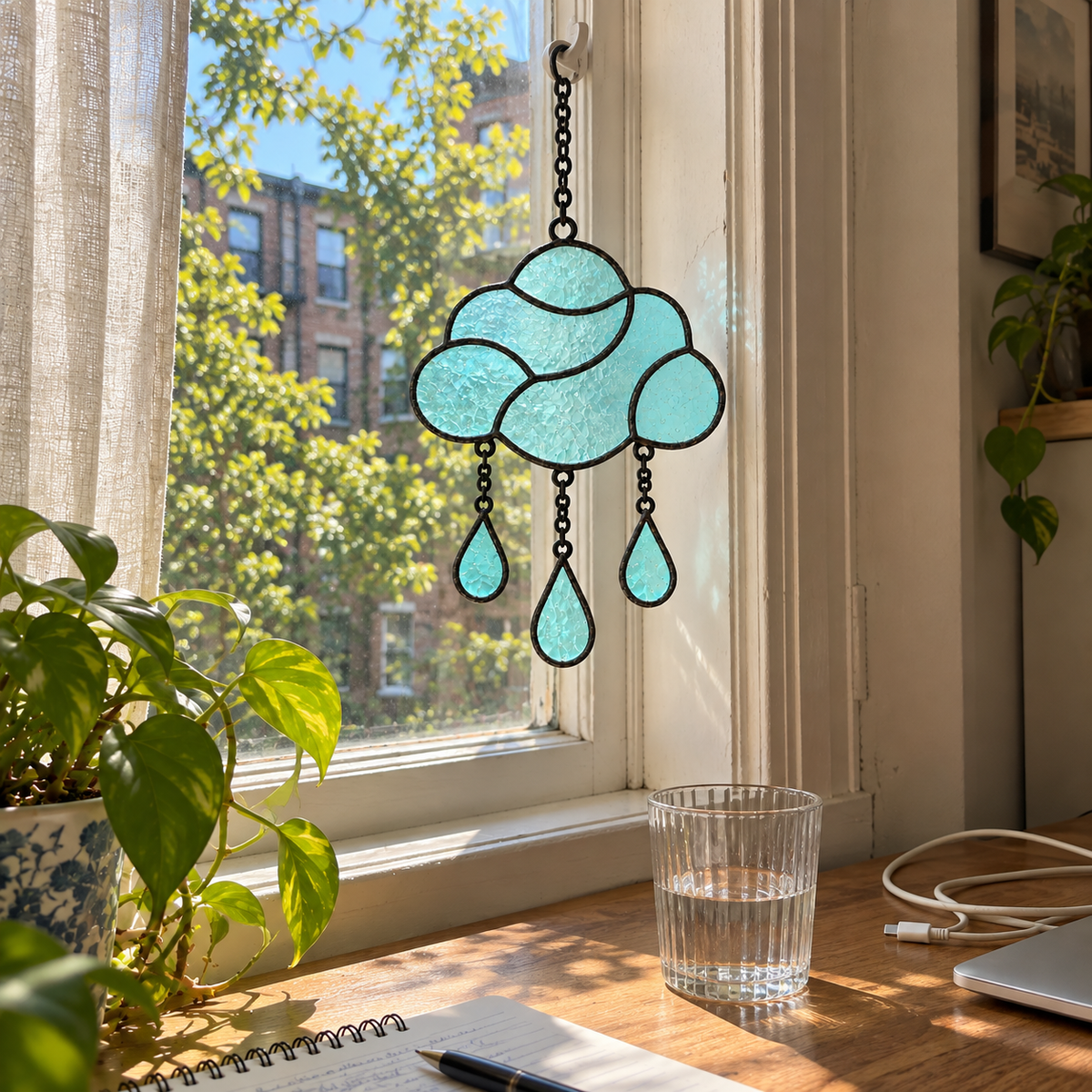 Sun / Moon / Cloud Stained Glass Suncatcher