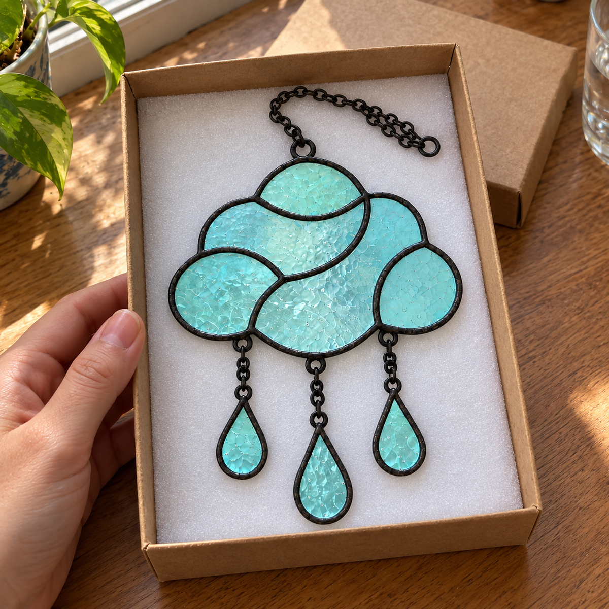 Sun / Moon / Cloud Stained Glass Suncatcher