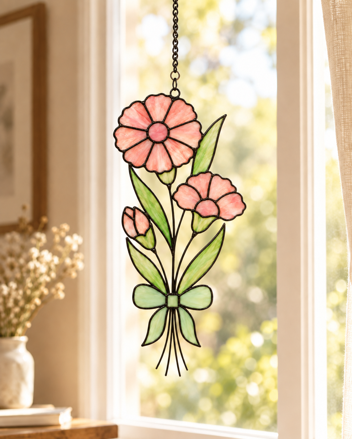 Stained Glass Flower for 12 Month Suncatcher