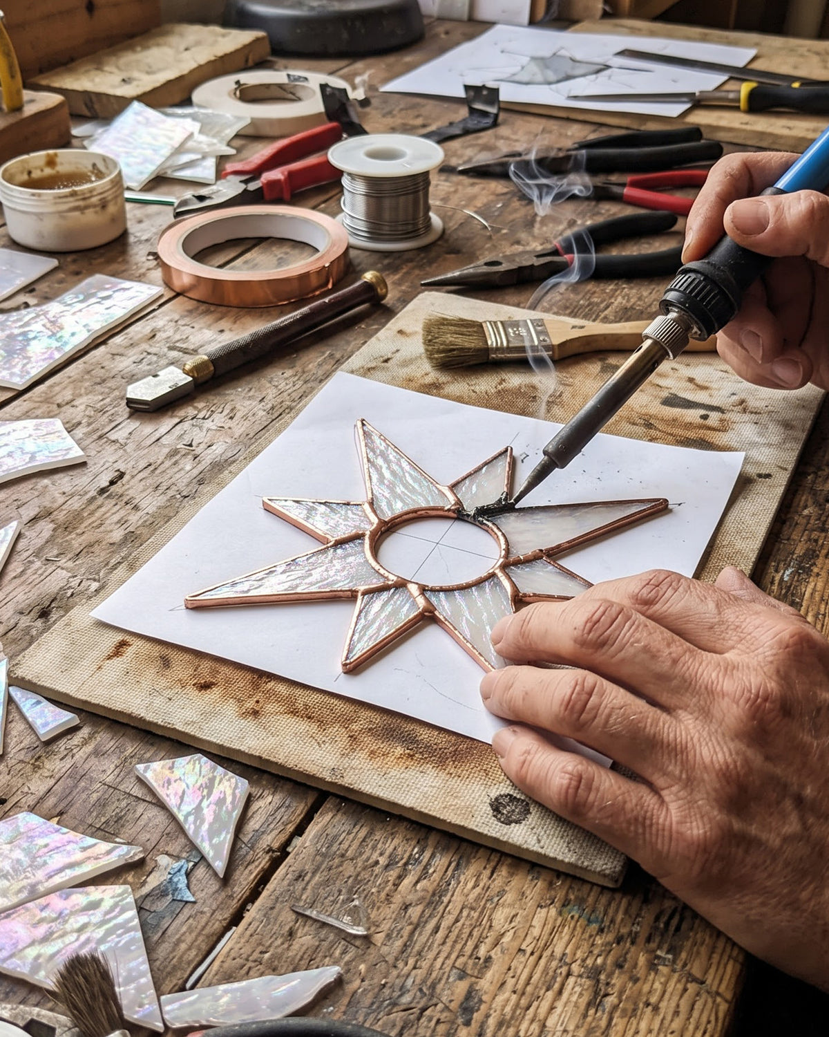 Iridescent Stained Glass Star