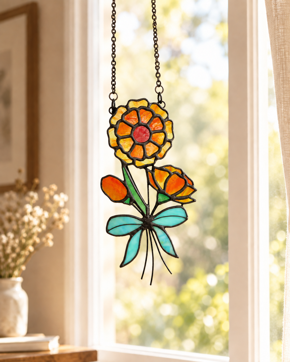 Stained Glass Flower for 12 Month Suncatcher
