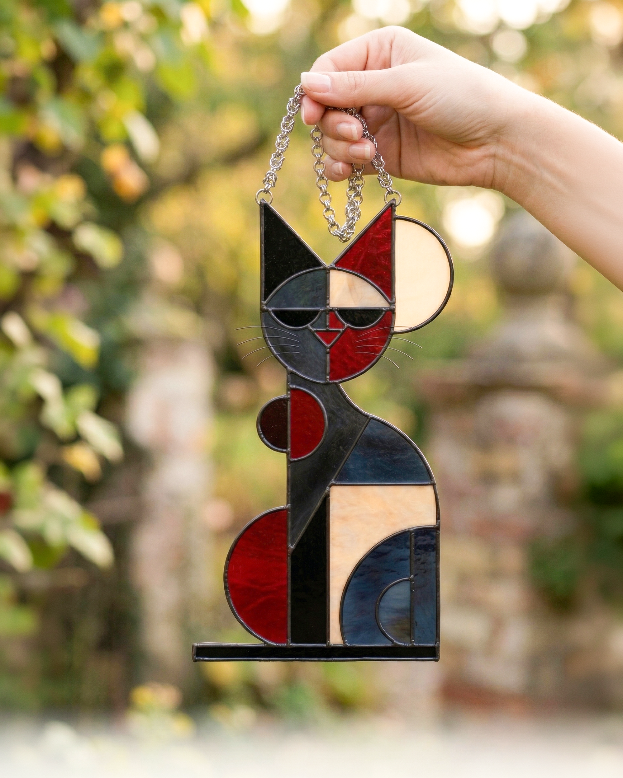 Stained Glass Cat Suncatcher