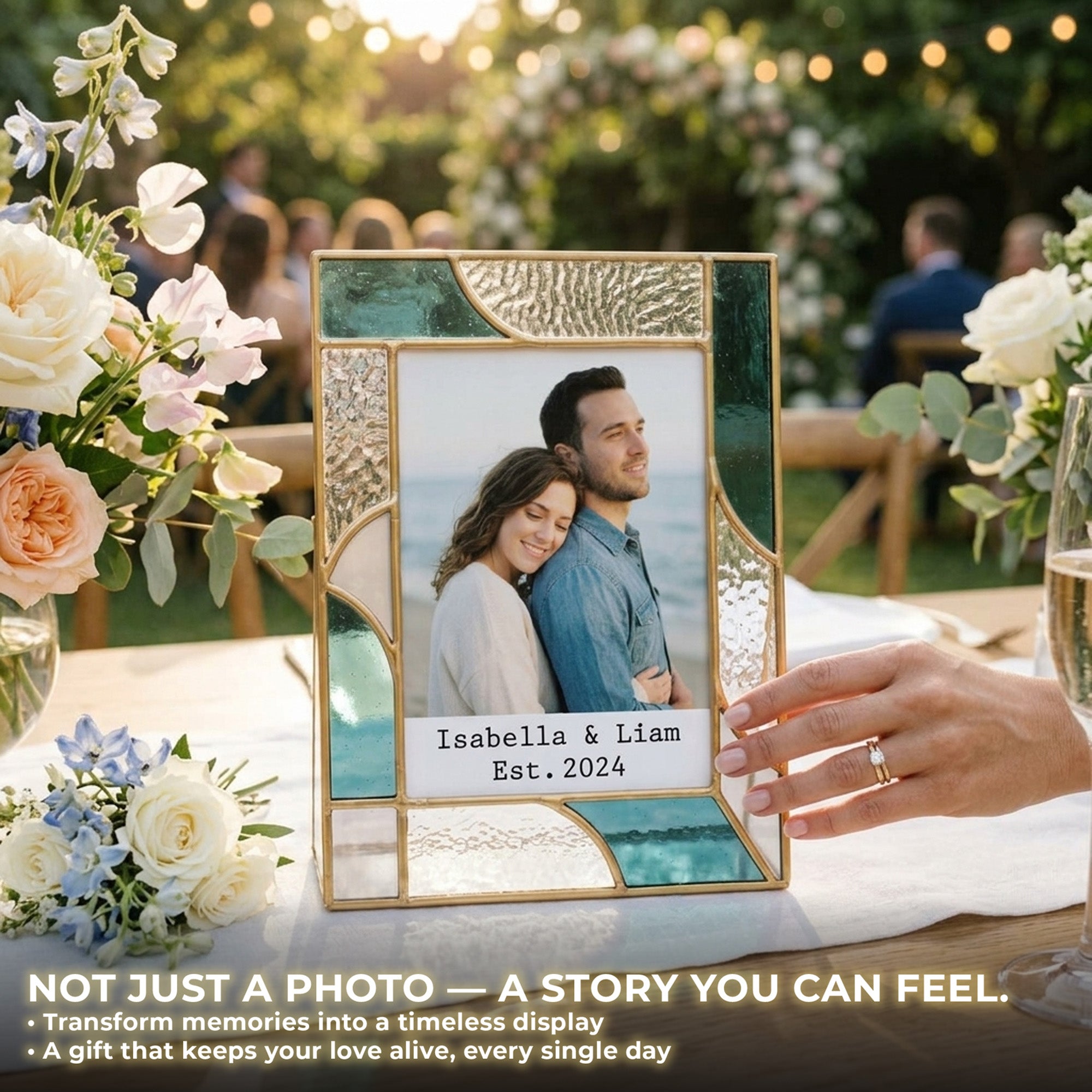 Stained Glass Custom Couple Wedding Photo Frame