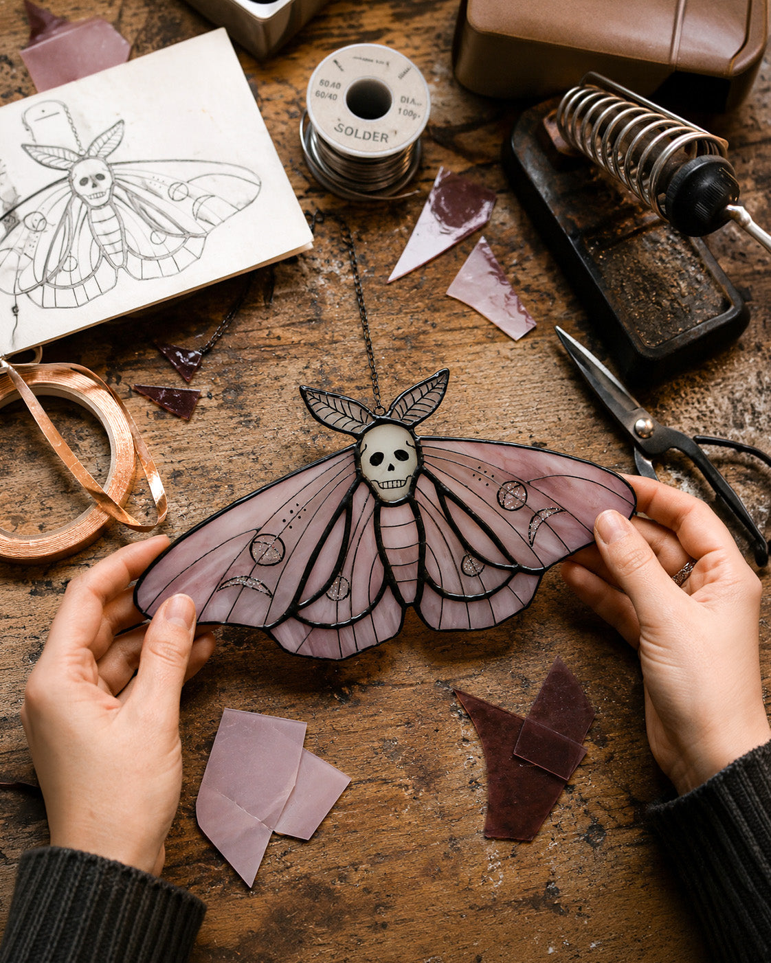Stained Glass Butterfly Halloween Suncatcher