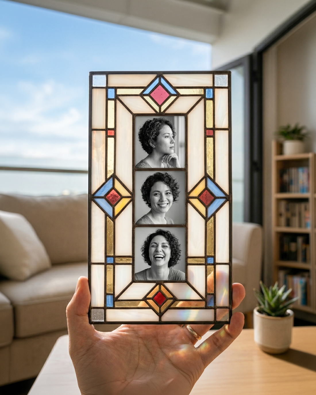 Stained Glass Family Photo Frame Rectangle
