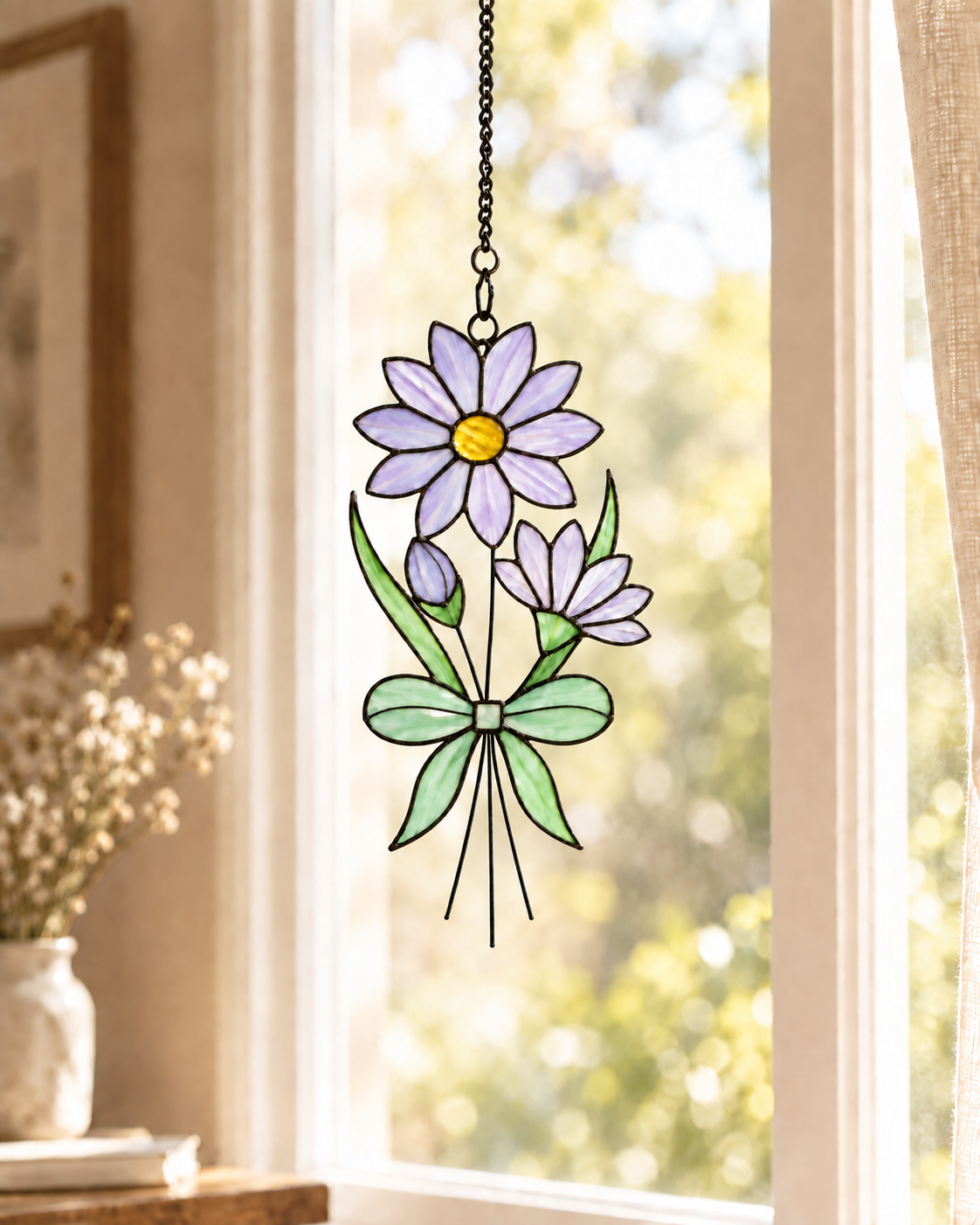 Stained Glass Flower for 12 Month Suncatcher