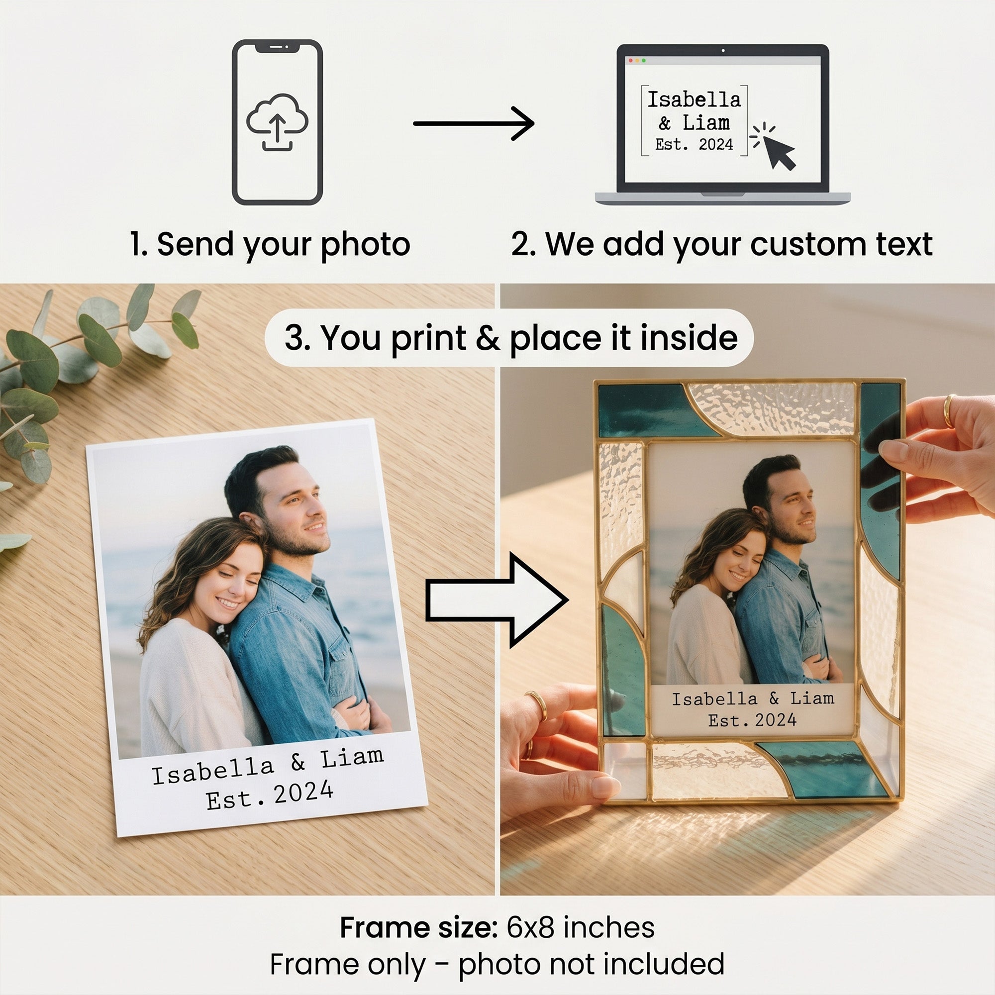 Stained Glass Custom Couple Wedding Photo Frame