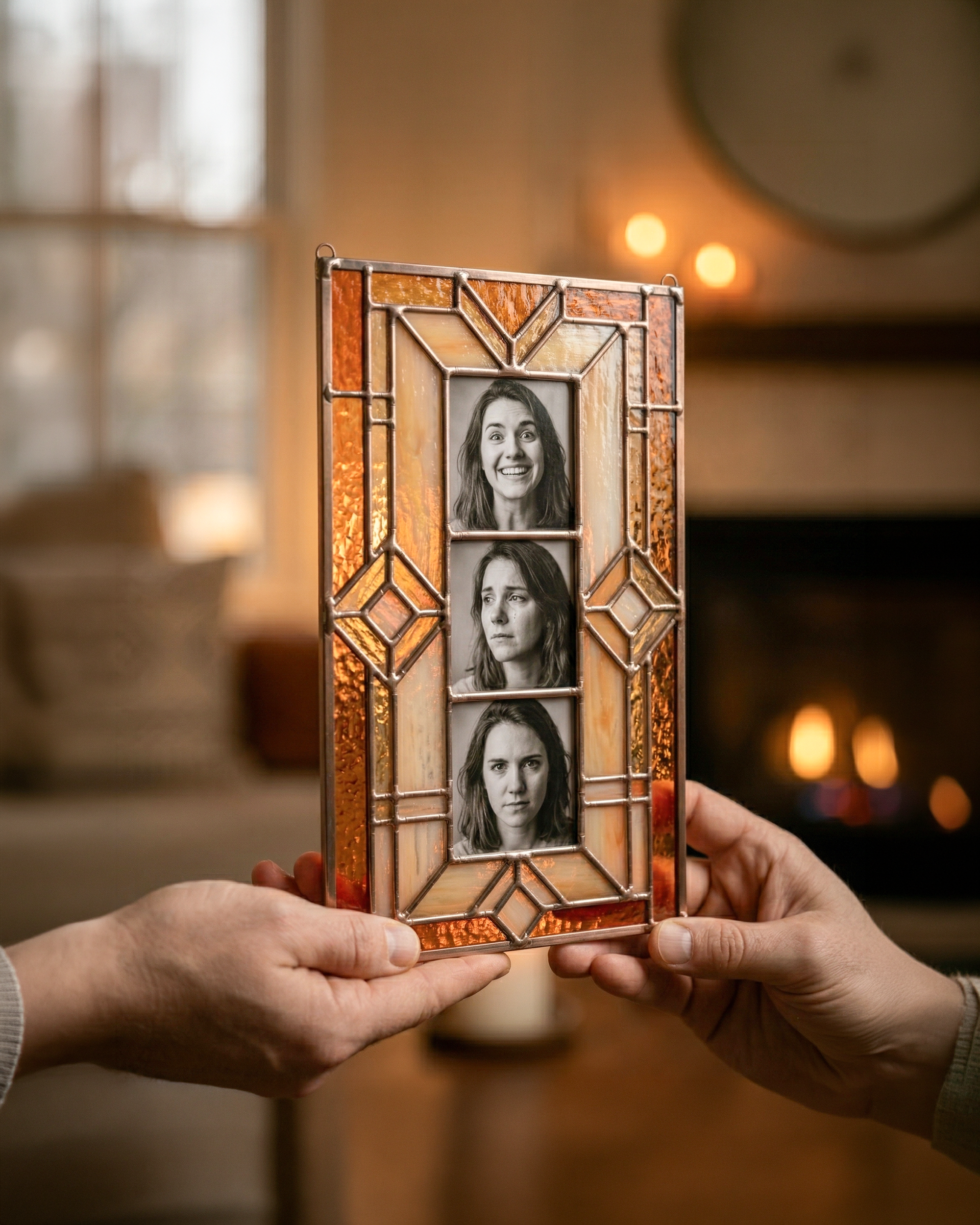 Stained Glass Family Photo Frame Rectangle