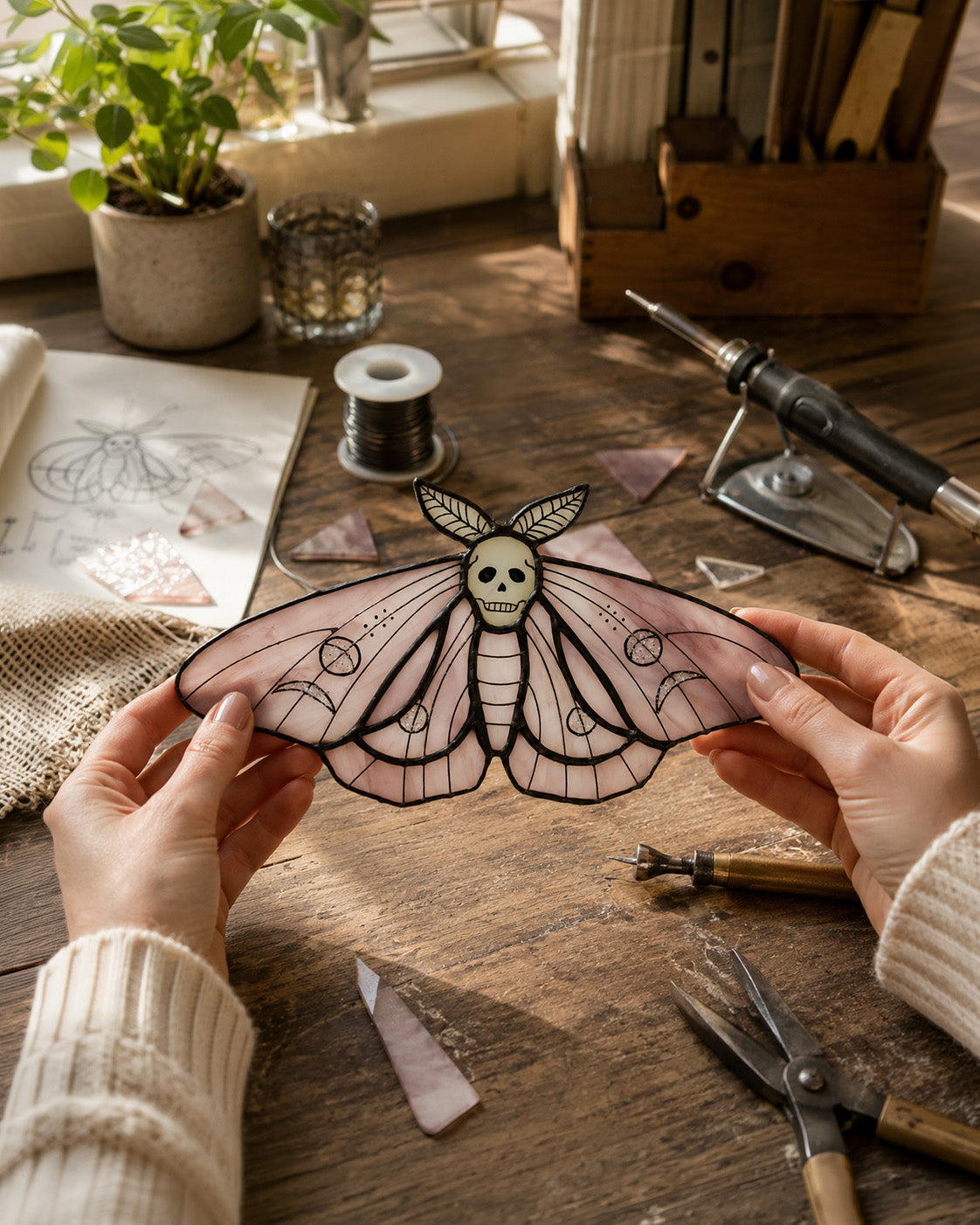 Stained Glass Butterfly Halloween Suncatcher