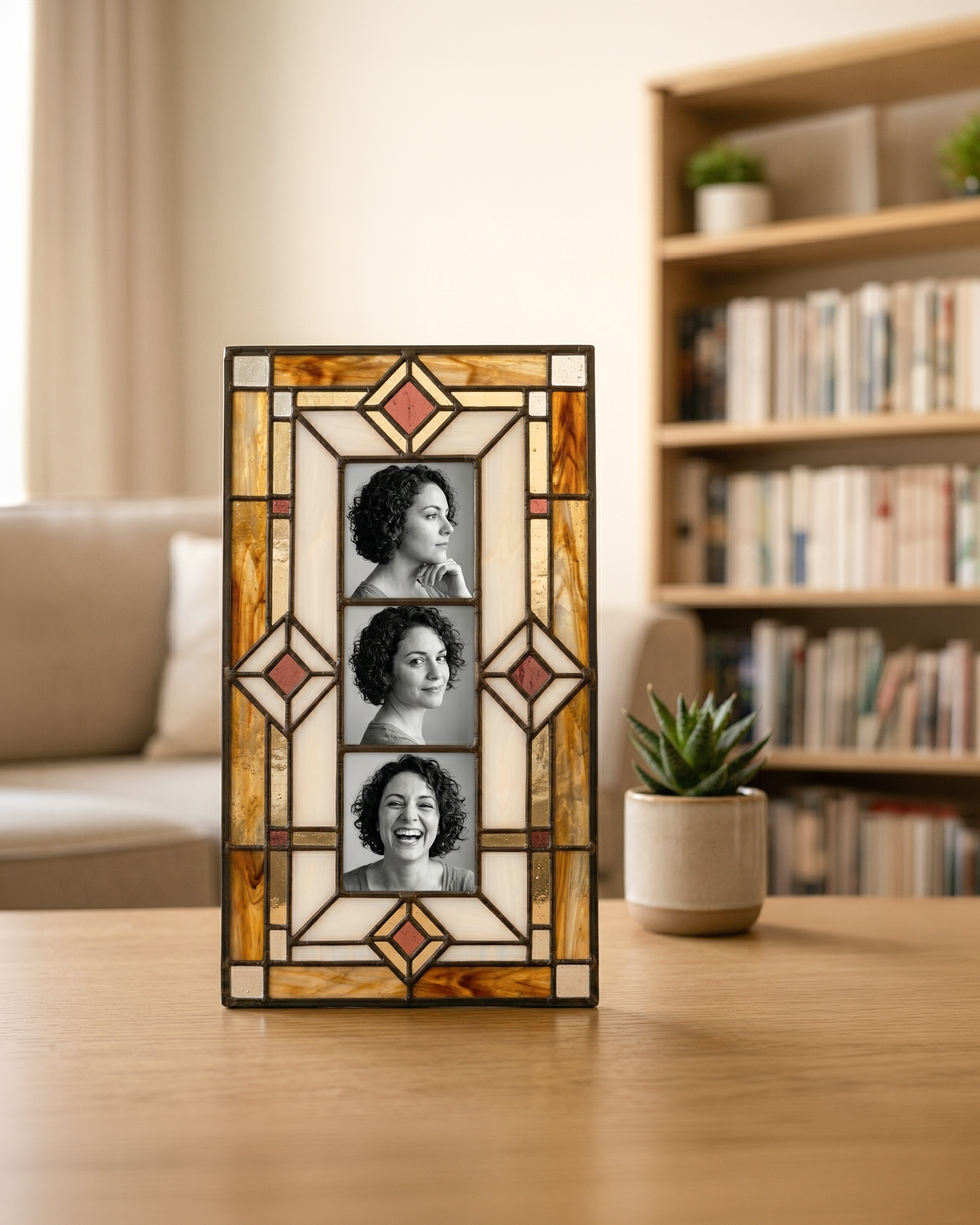 Stained Glass Family Photo Frame Rectangle