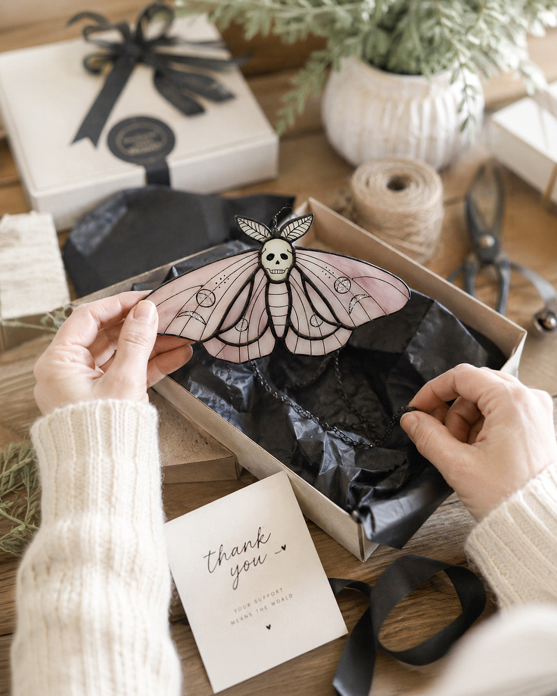 Stained Glass Butterfly Halloween Suncatcher