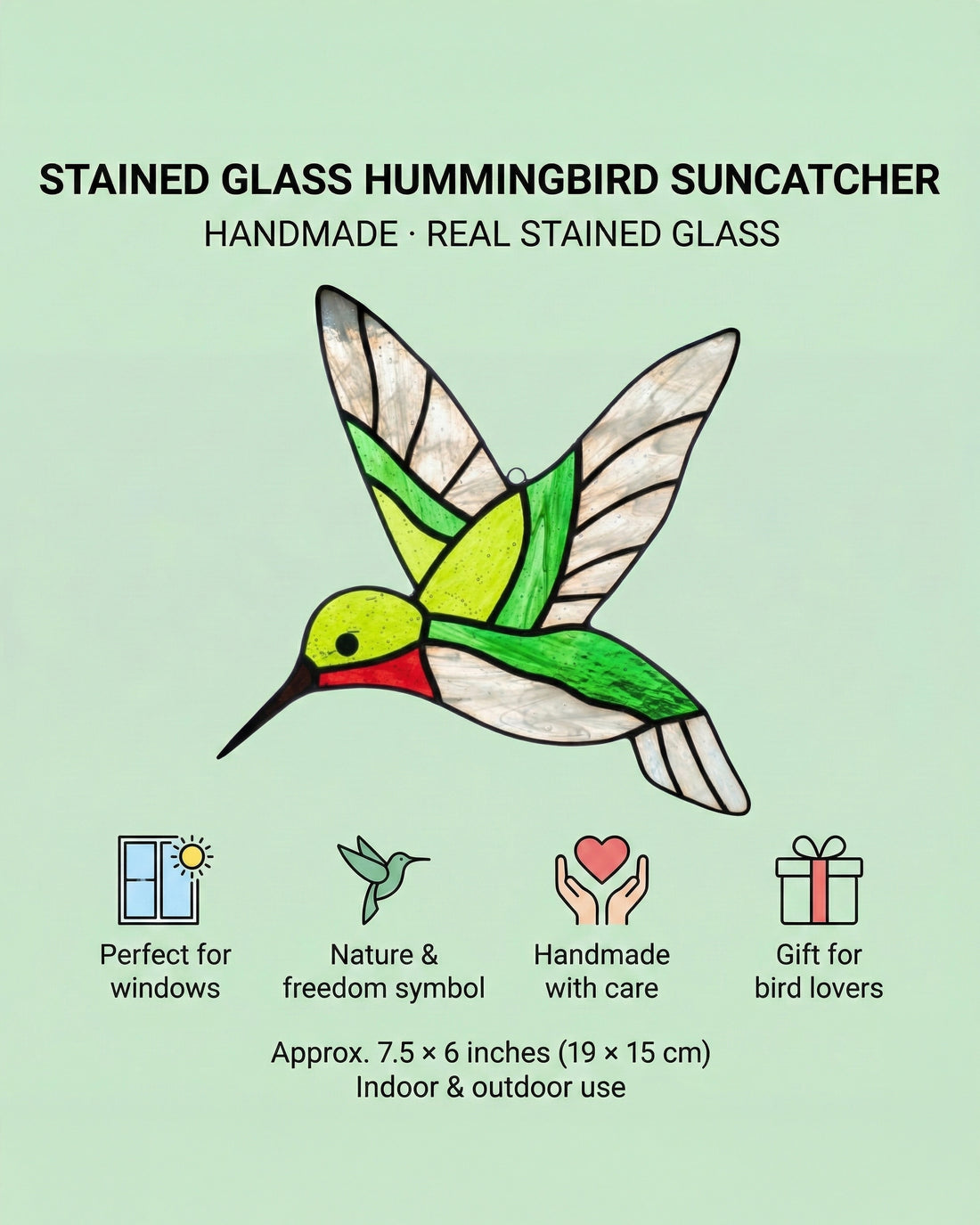 Stained Glass Hummingbird Suncatcher