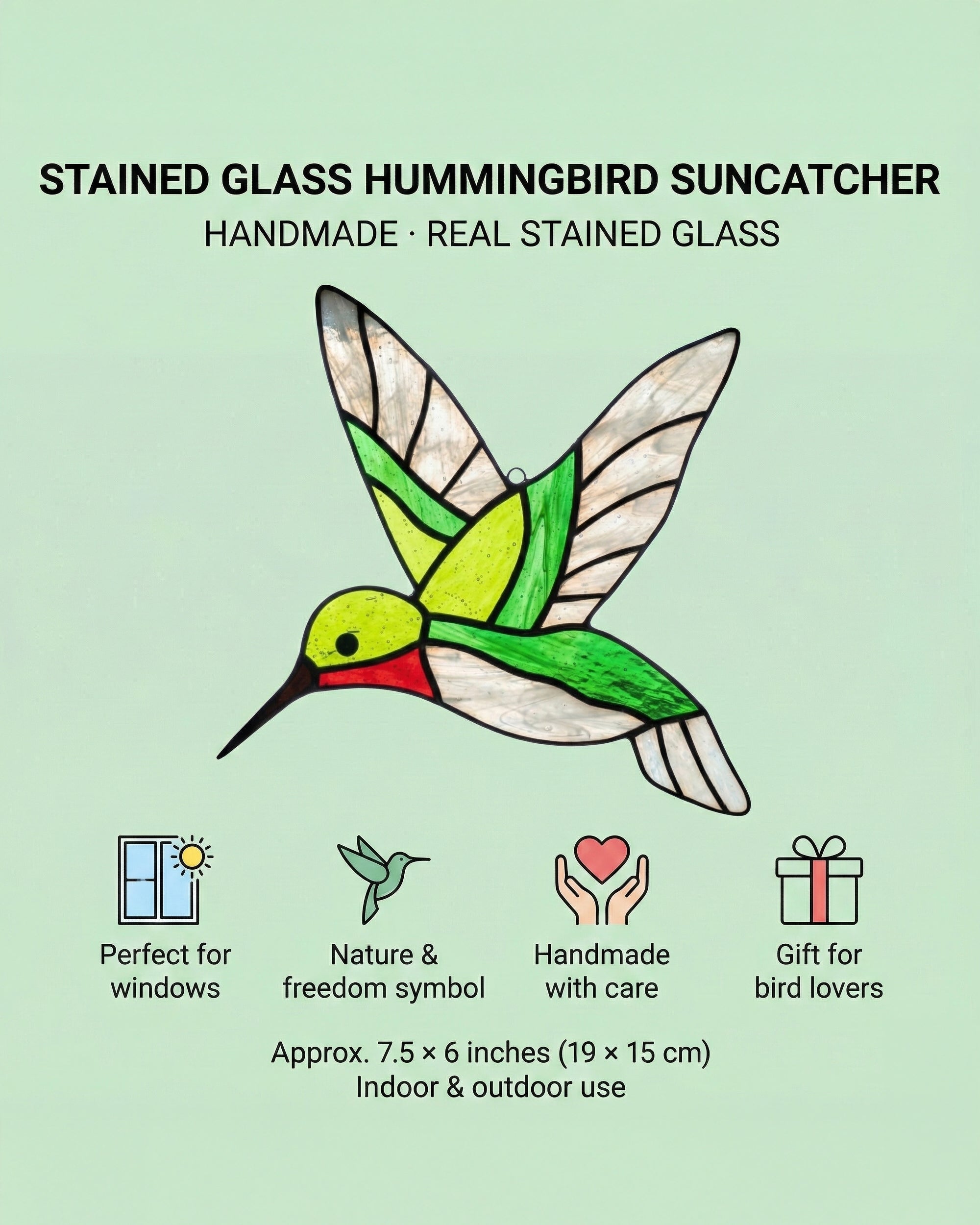 Stained Glass Hummingbird Suncatcher