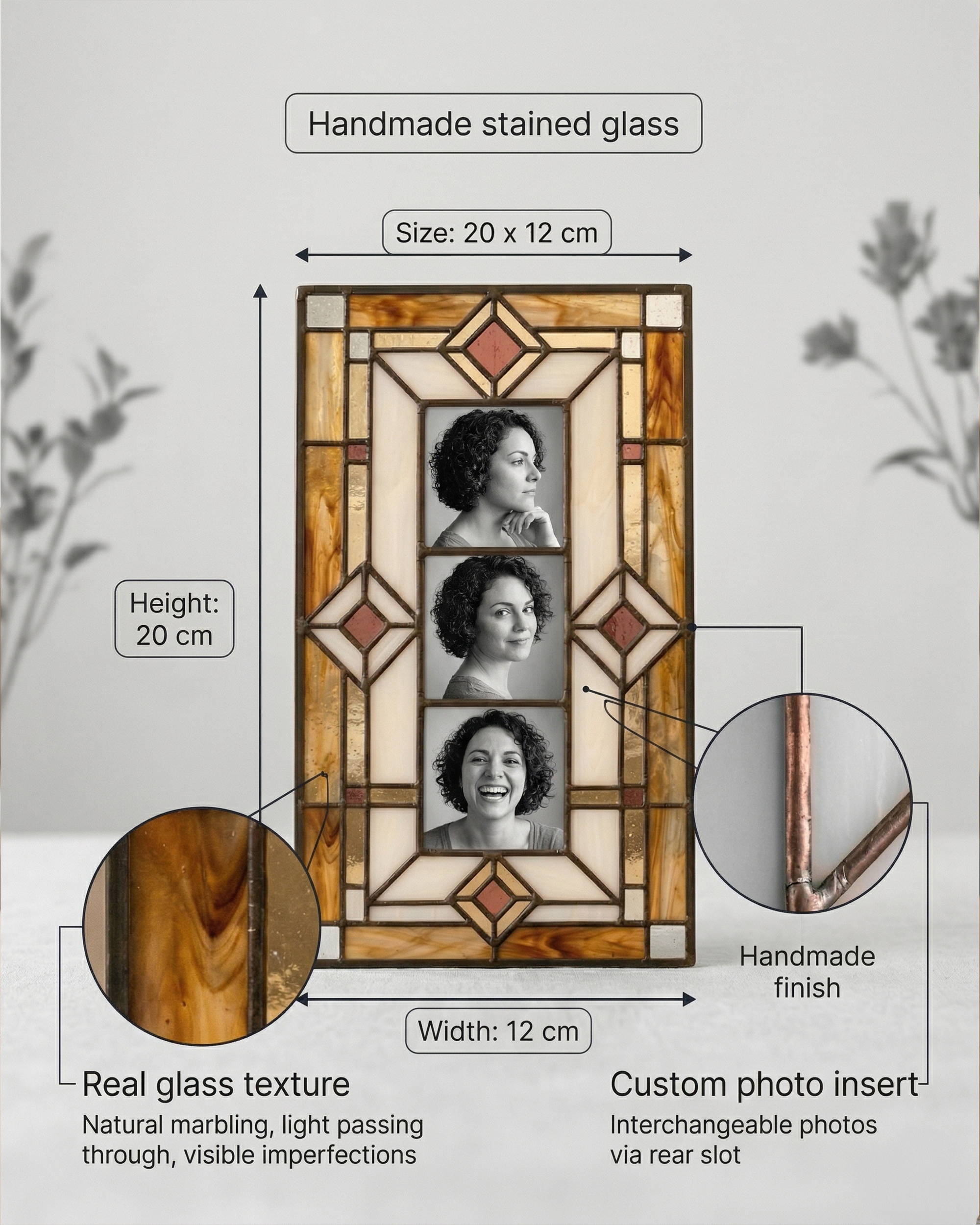 Stained Glass Family Photo Frame Rectangle