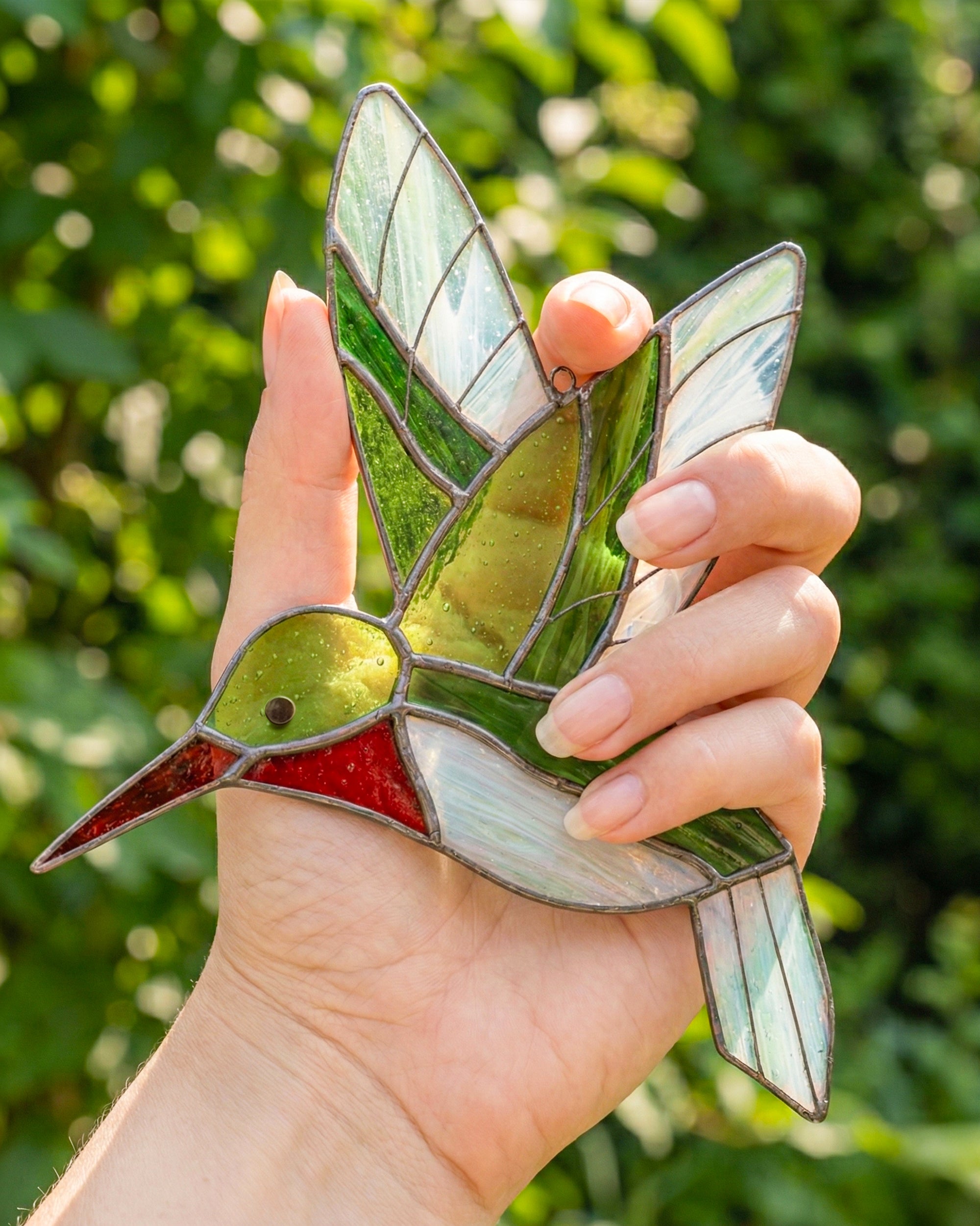 Stained Glass Hummingbird Suncatcher