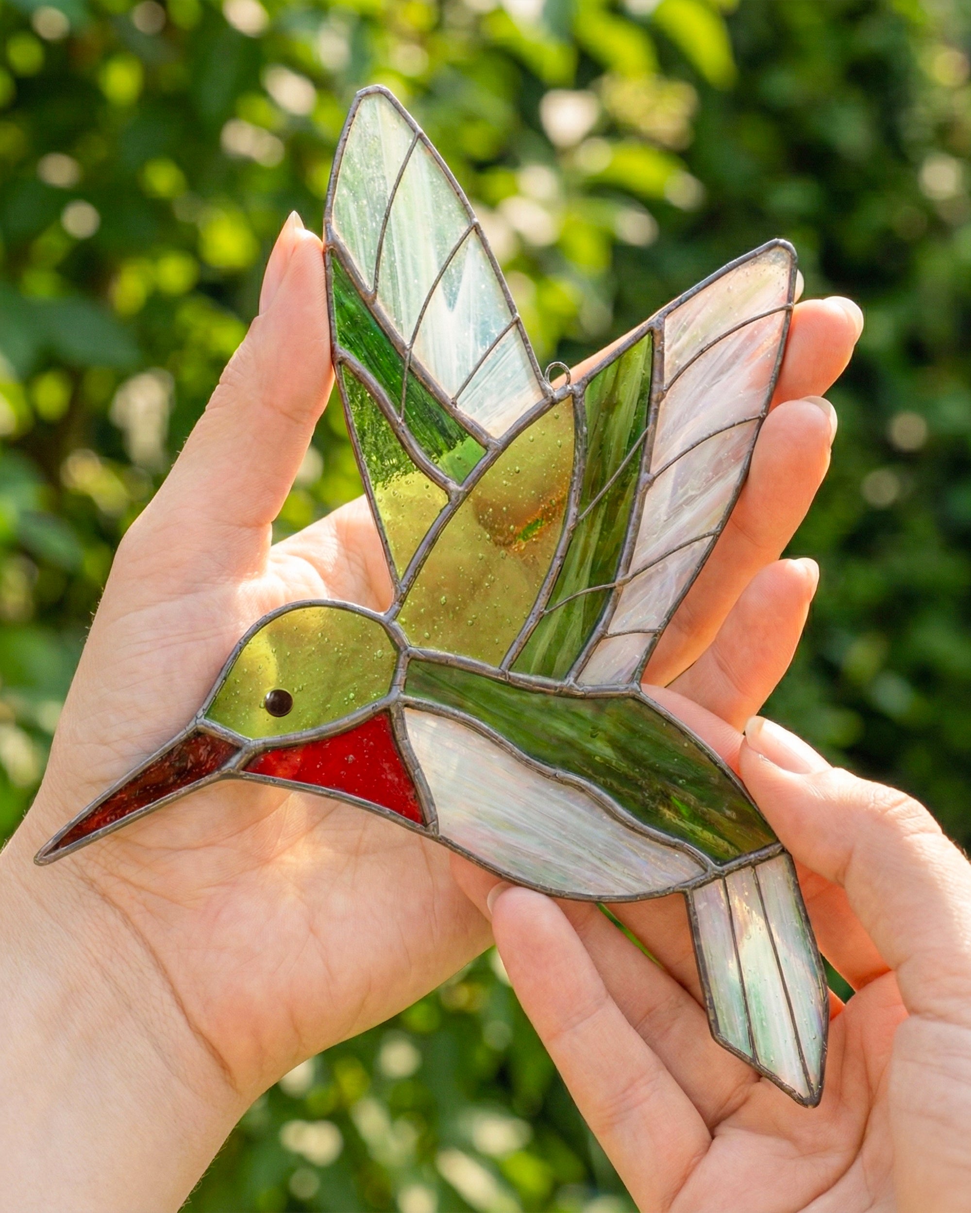 Stained Glass Hummingbird Suncatcher