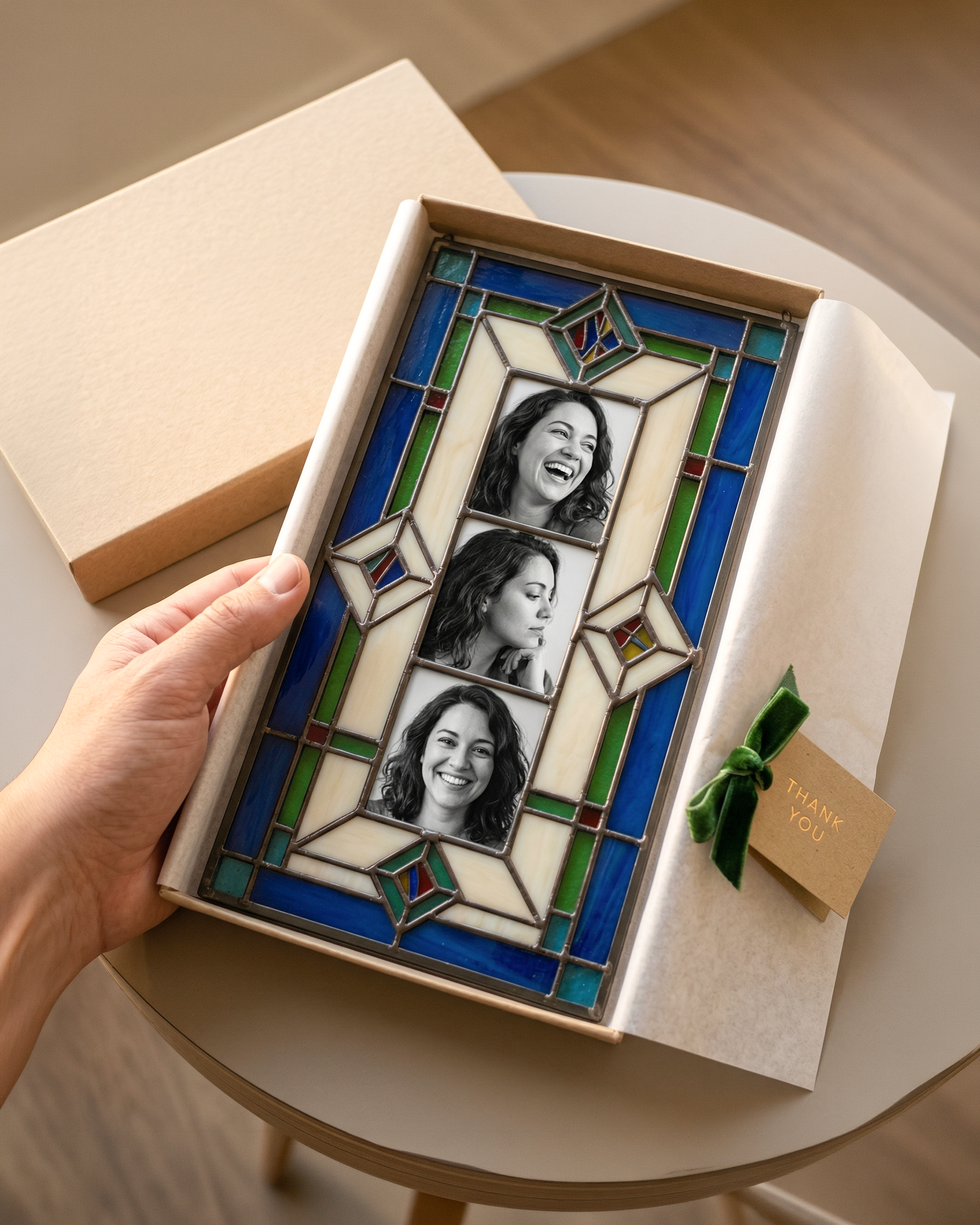 Stained Glass Family Photo Frame Rectangle