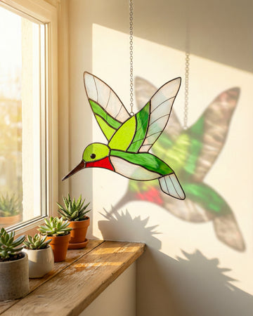 Stained Glass Hummingbird Suncatcher