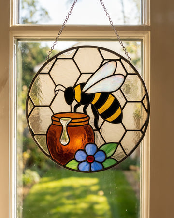 Stained Glass Bee Suncatcher