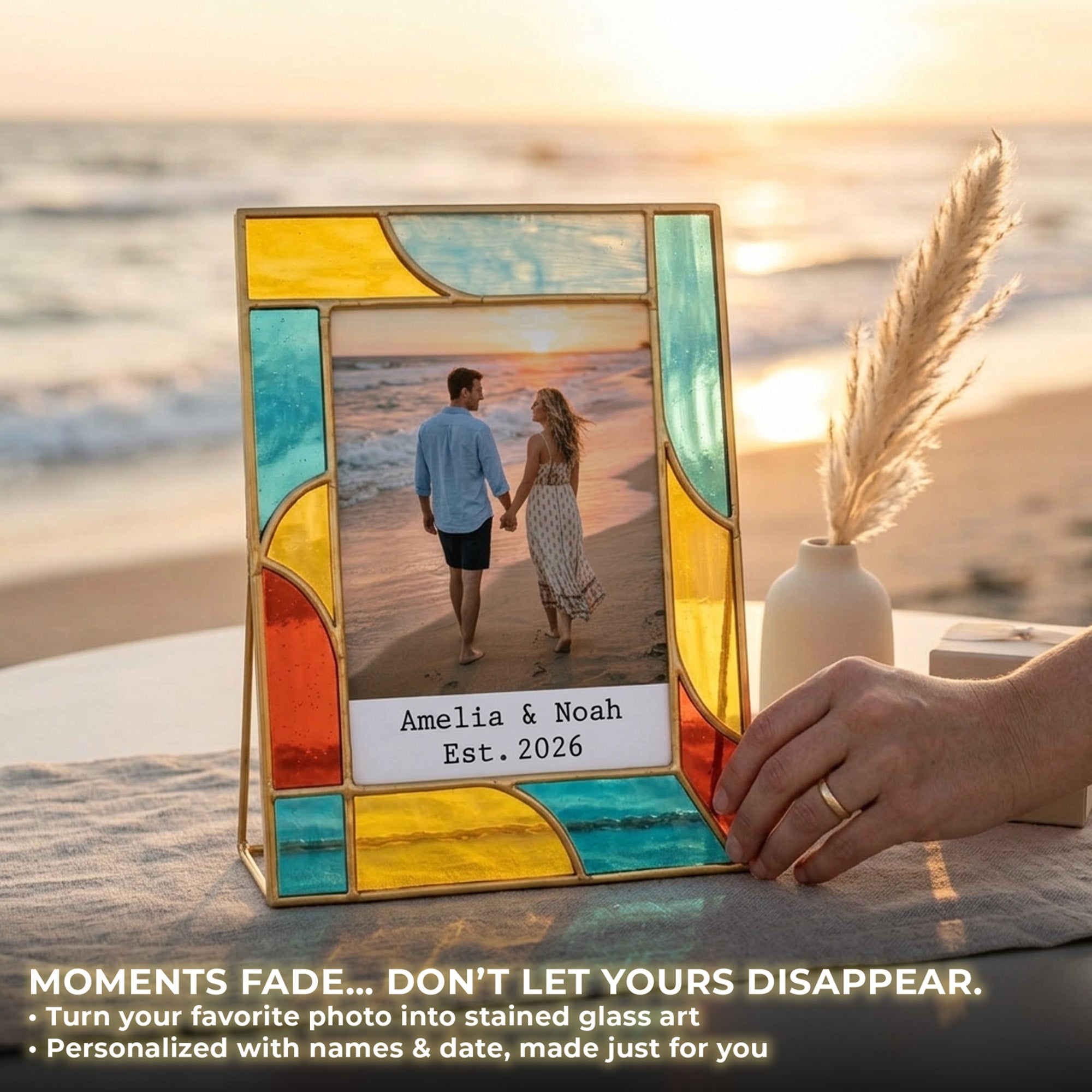 Stained Glass Custom Couple Wedding Photo Frame