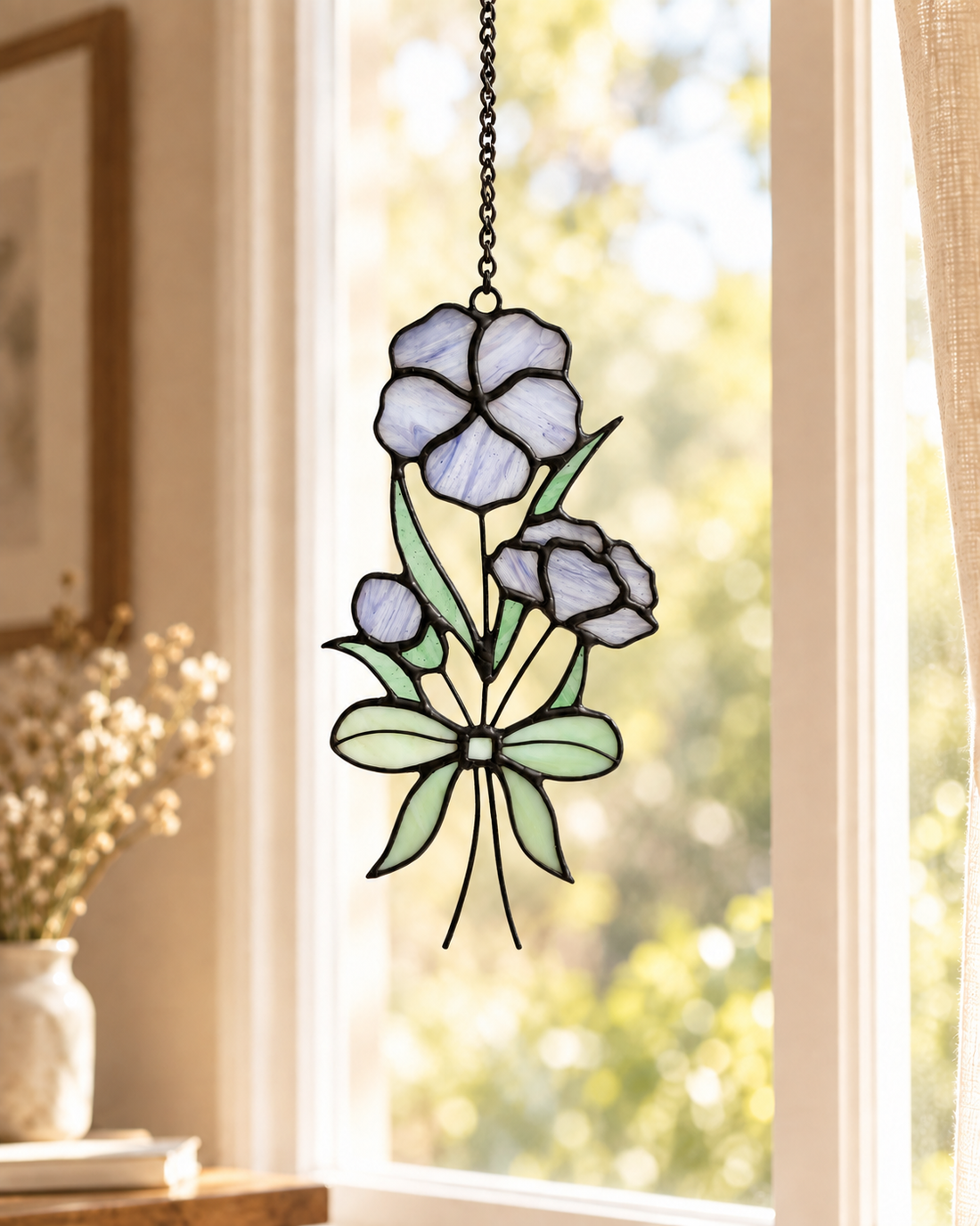 Stained Glass Flower for 12 Month Suncatcher