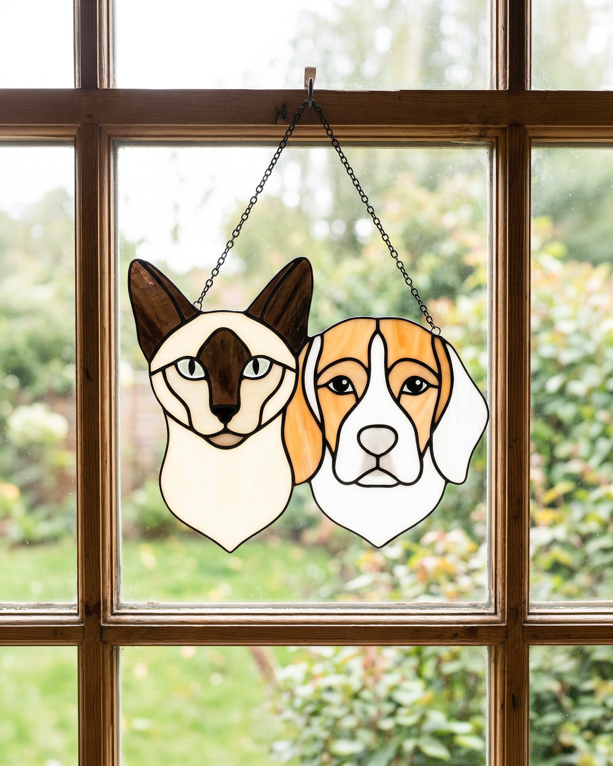 Stained Glass Cat and Dog Suncatcher