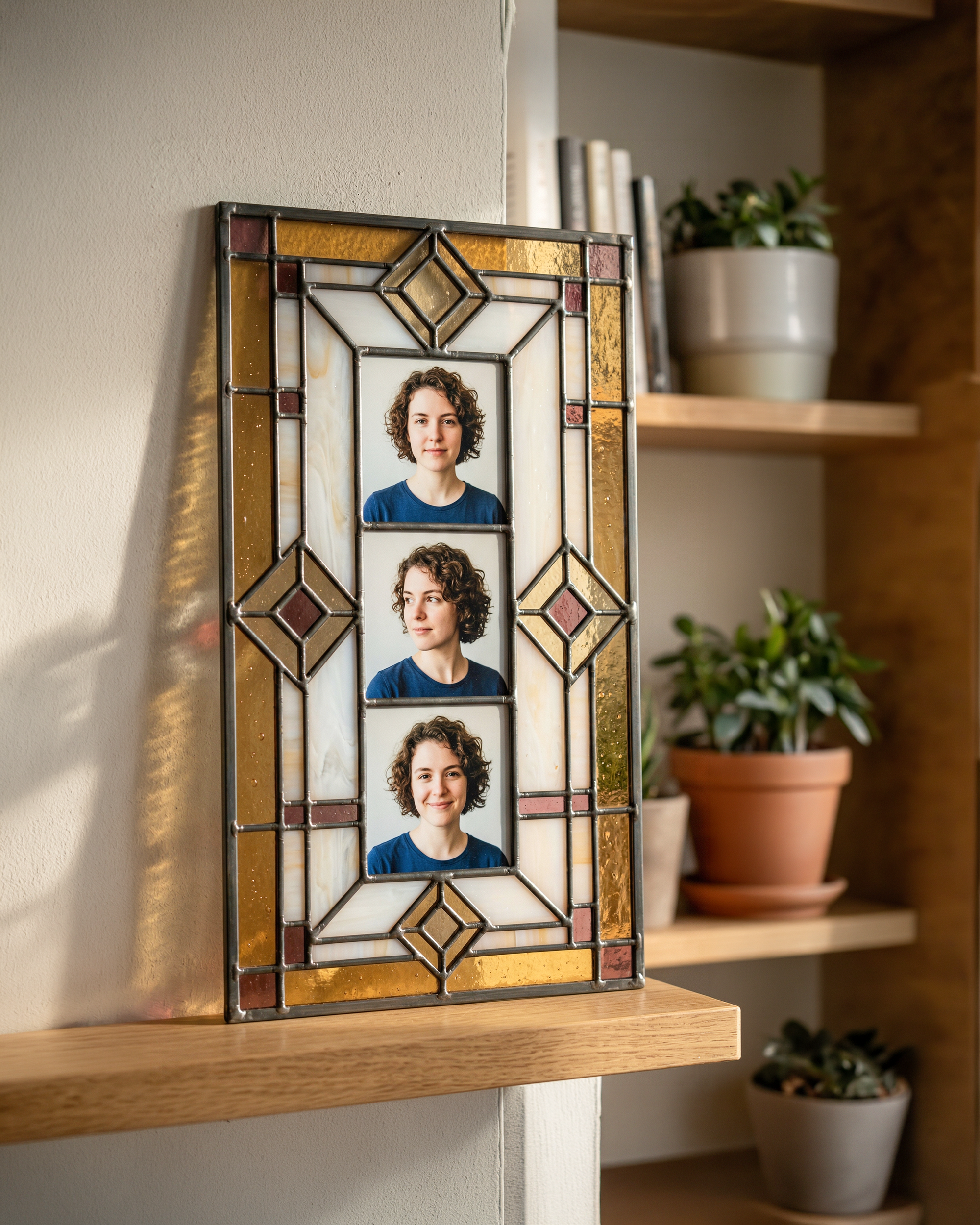 Stained Glass Family Photo Frame Rectangle