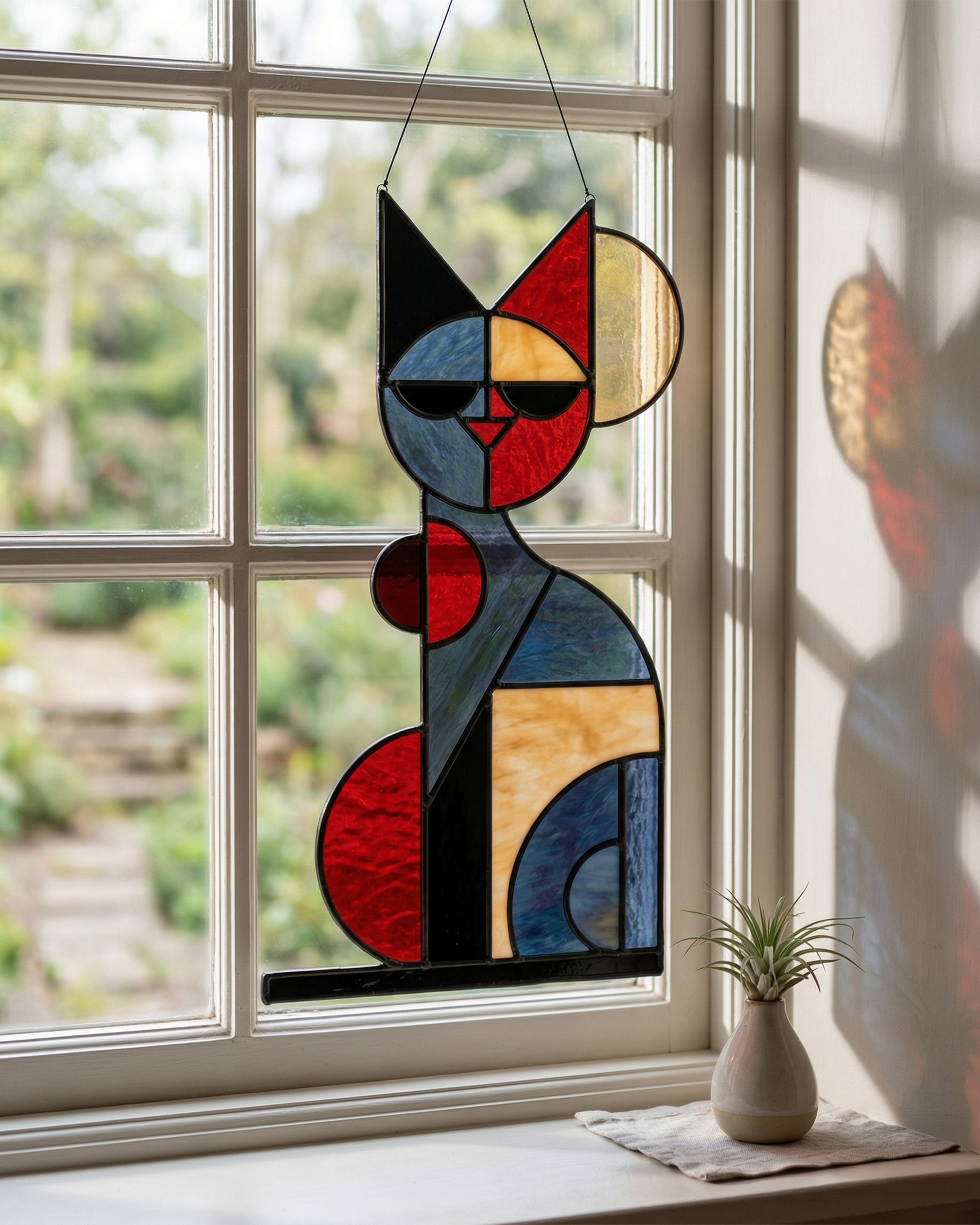 Stained Glass Cat Suncatcher
