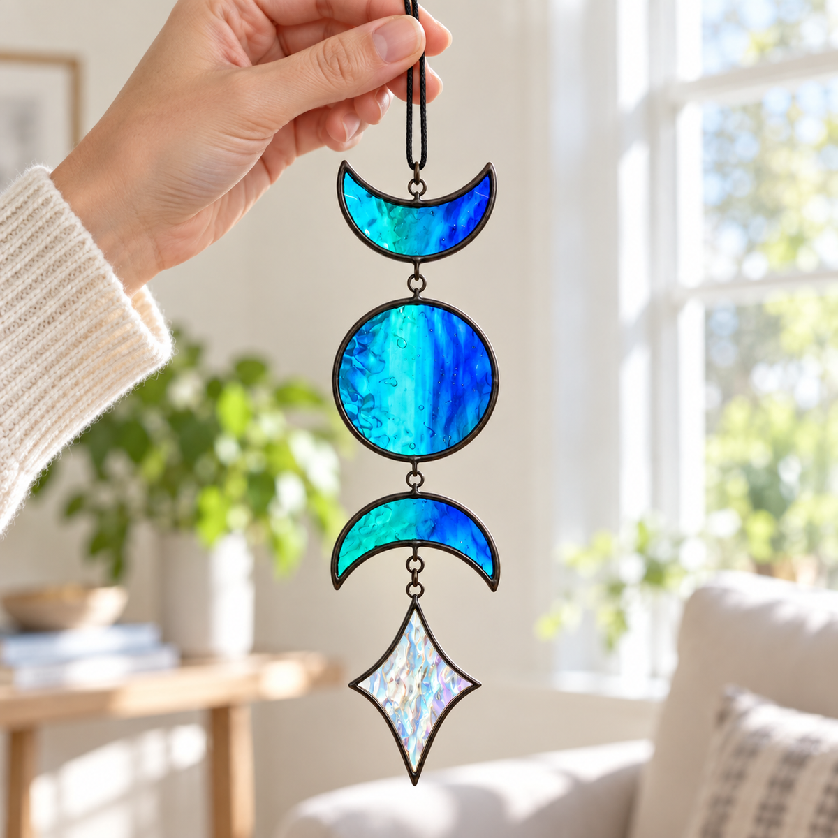 Moon Phase Stained Glass Suncatcher