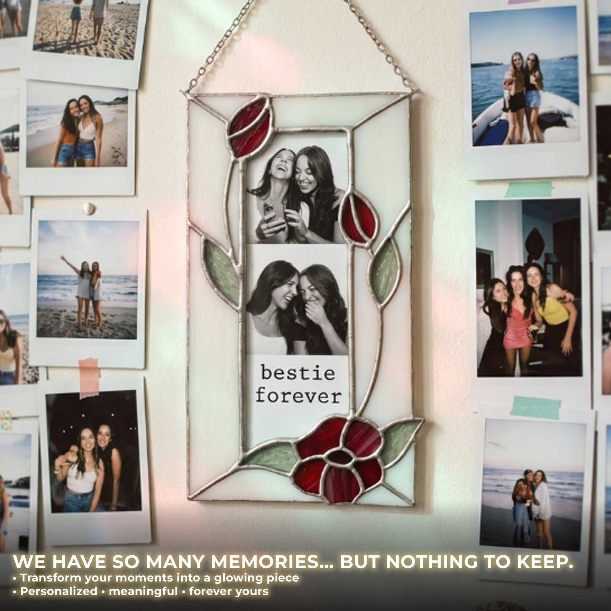 Stained Glass Custom Flower Bestie Photo Frame