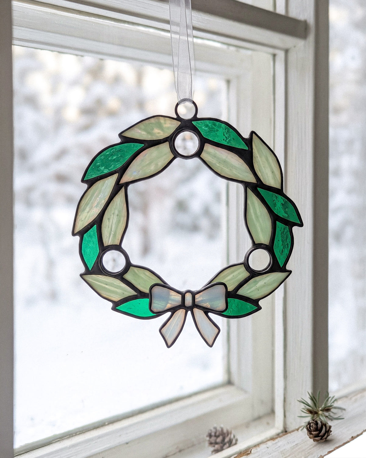 Stained Glass Wreath Ornament