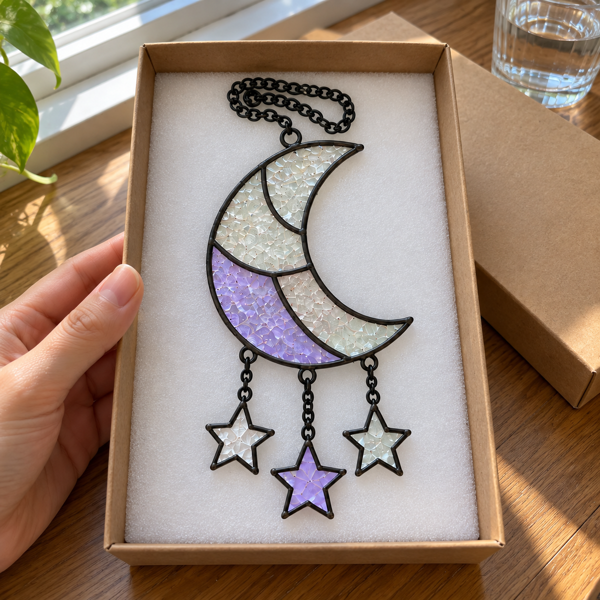 Sun / Moon / Cloud Stained Glass Suncatcher