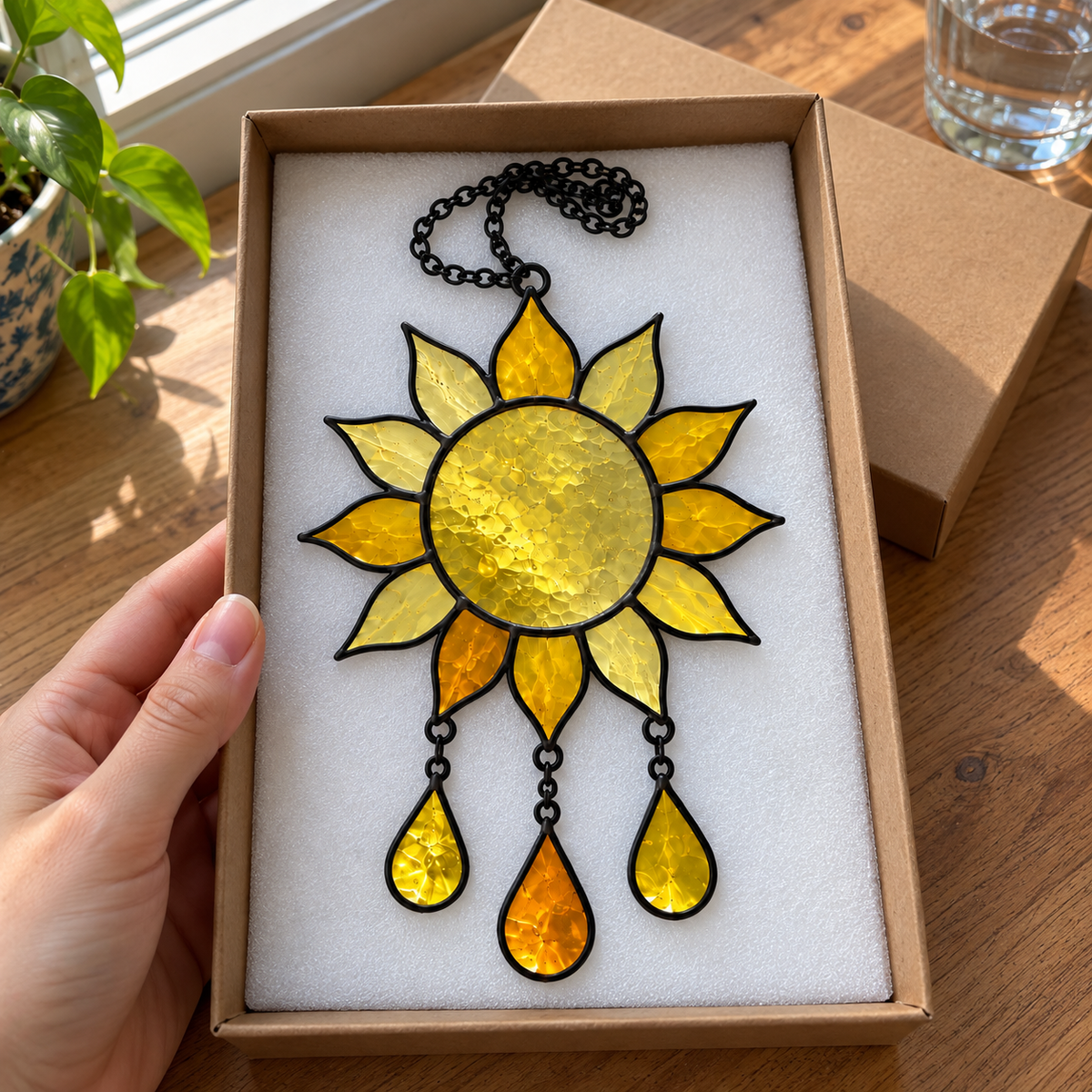 Sun / Moon / Cloud Stained Glass Suncatcher