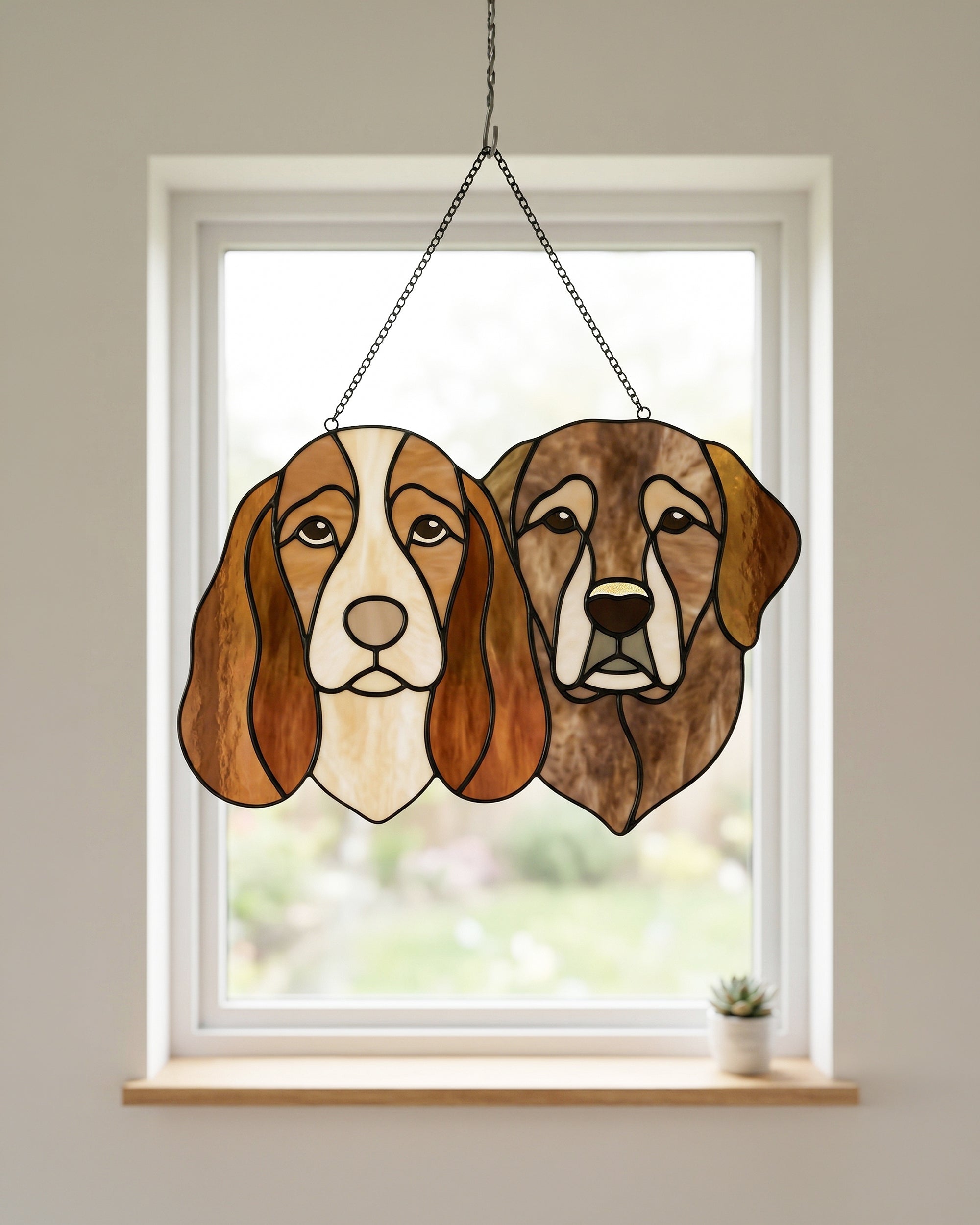 Stained Glass Cat and Dog Suncatcher