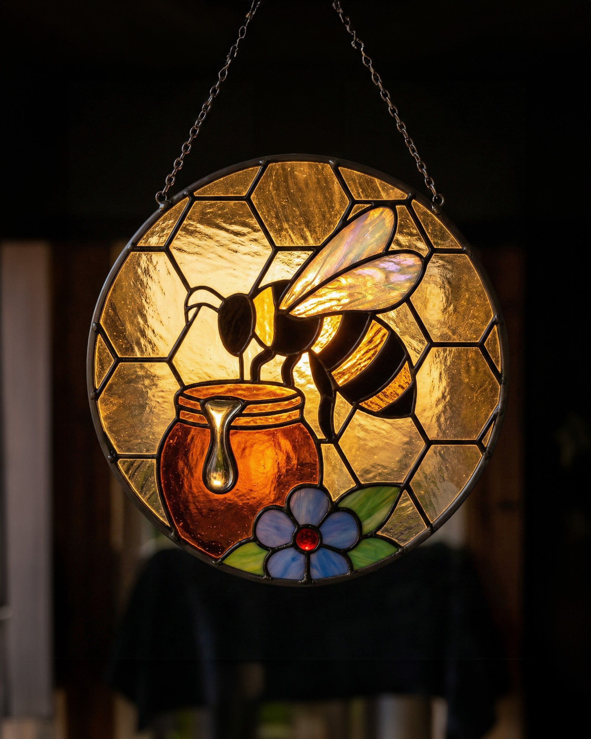 Stained Glass Bee Suncatcher