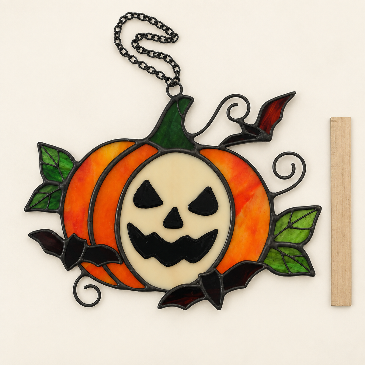 Stained Glass Pumpkin Suncatcher – Spooky & Cute Autumn Decor