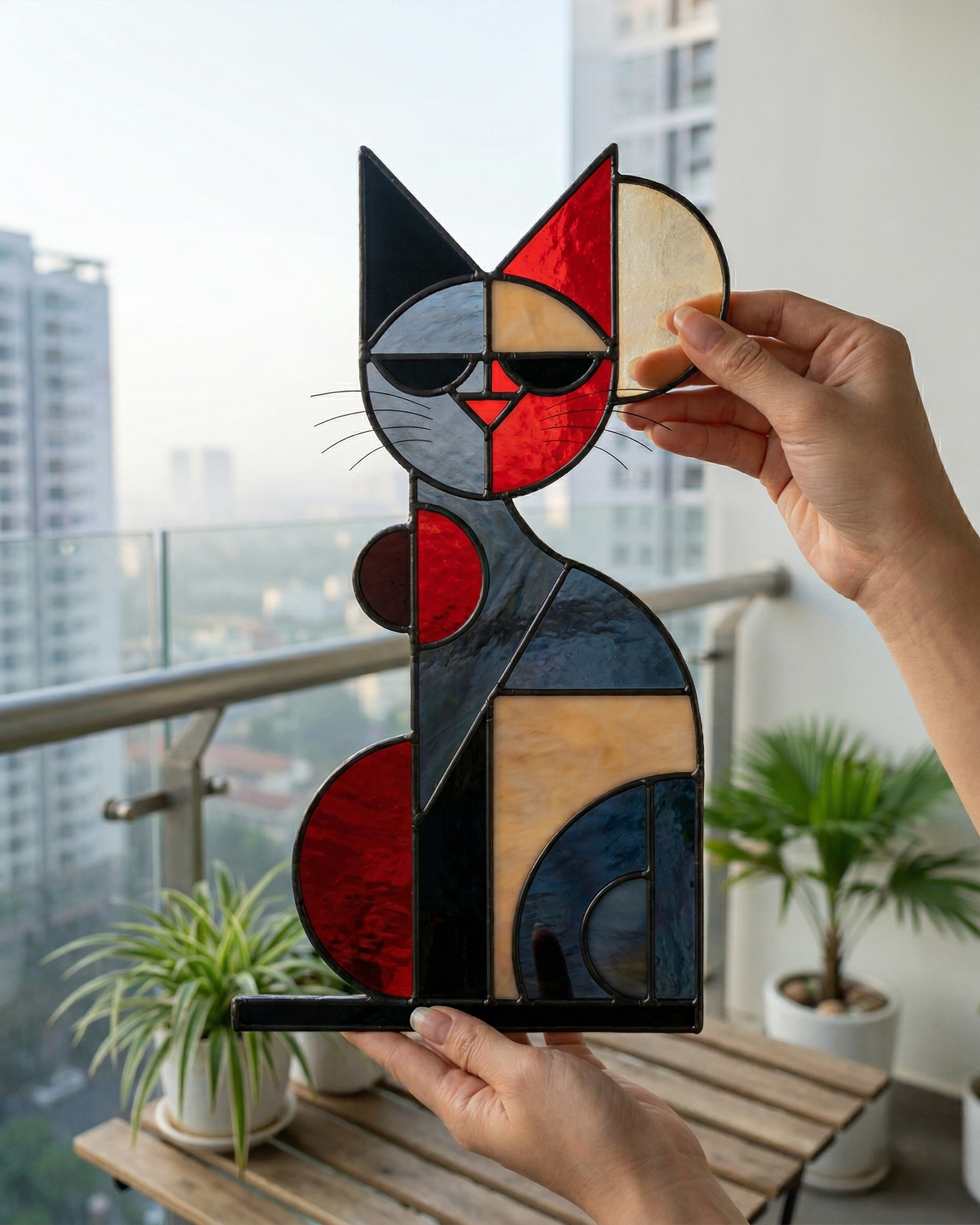 Stained Glass Cat Suncatcher