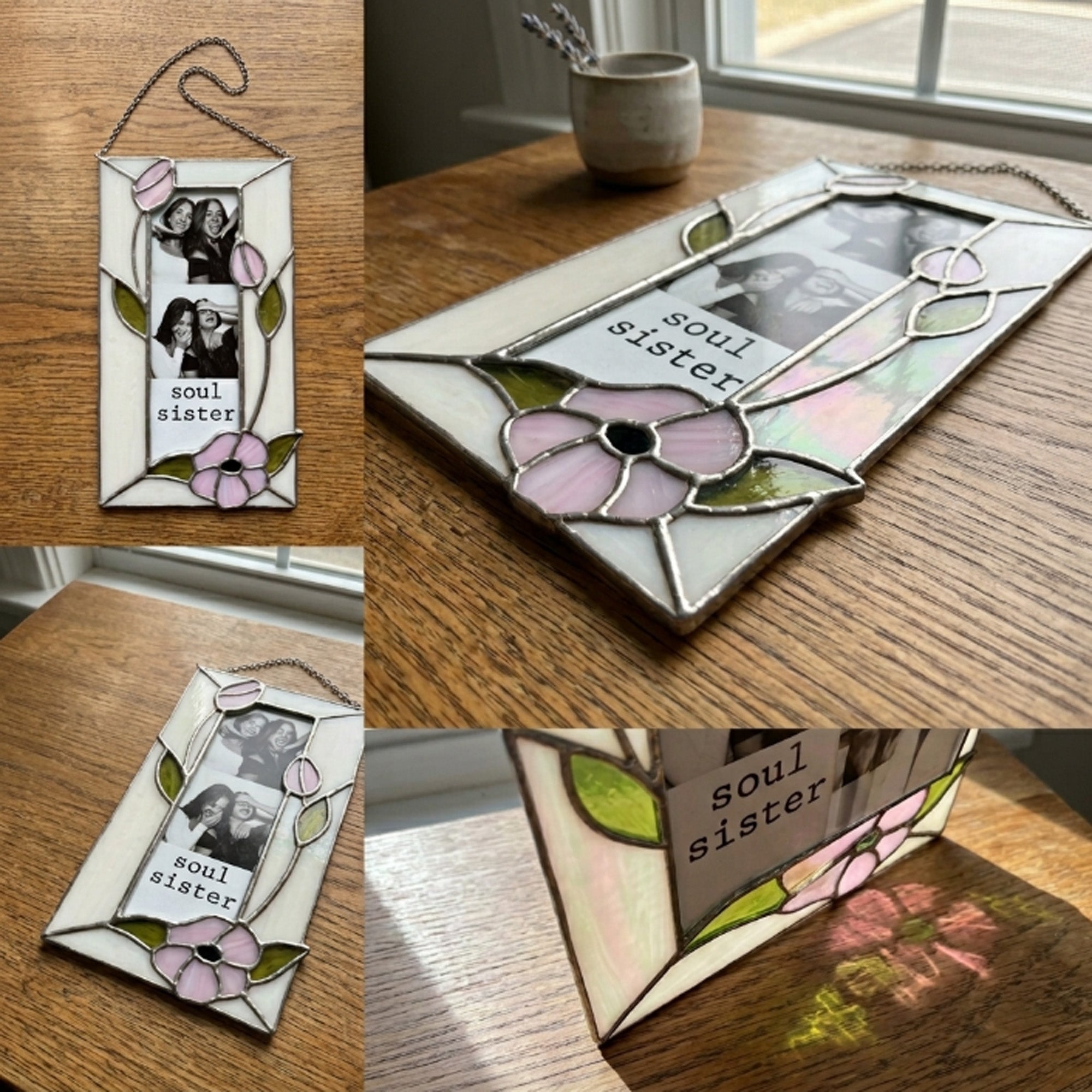 Stained Glass Custom Flower Bestie Photo Frame