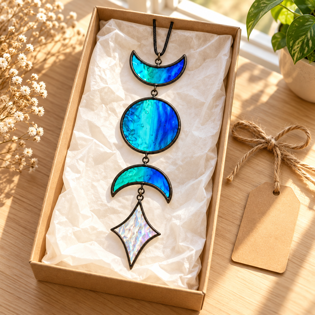 Moon Phase Stained Glass Suncatcher