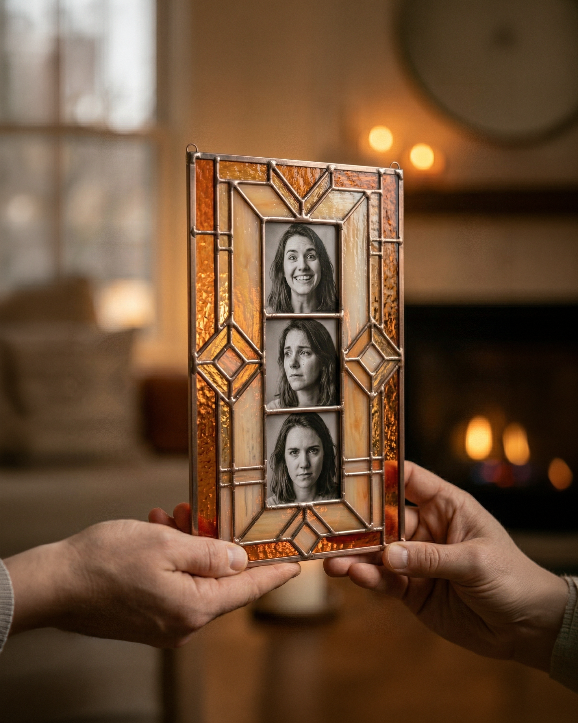 Stained Glass Family Photo Frame Rectangle