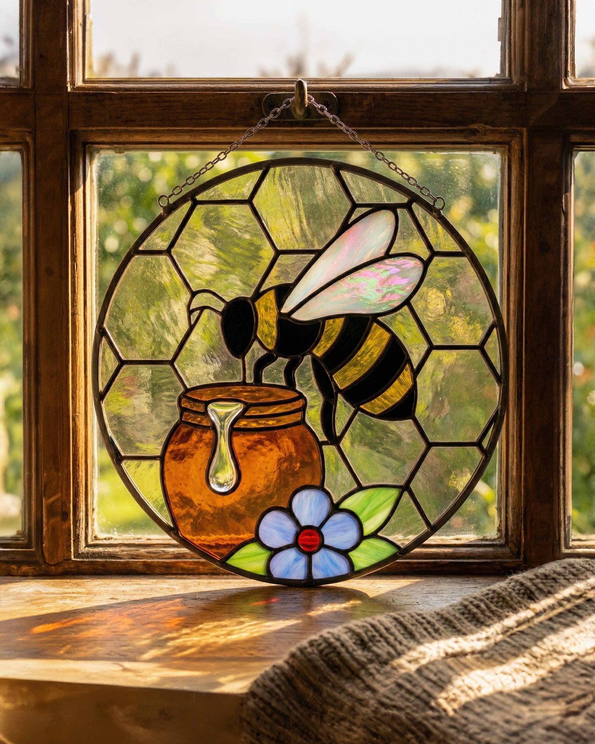 Stained Glass Bee Suncatcher