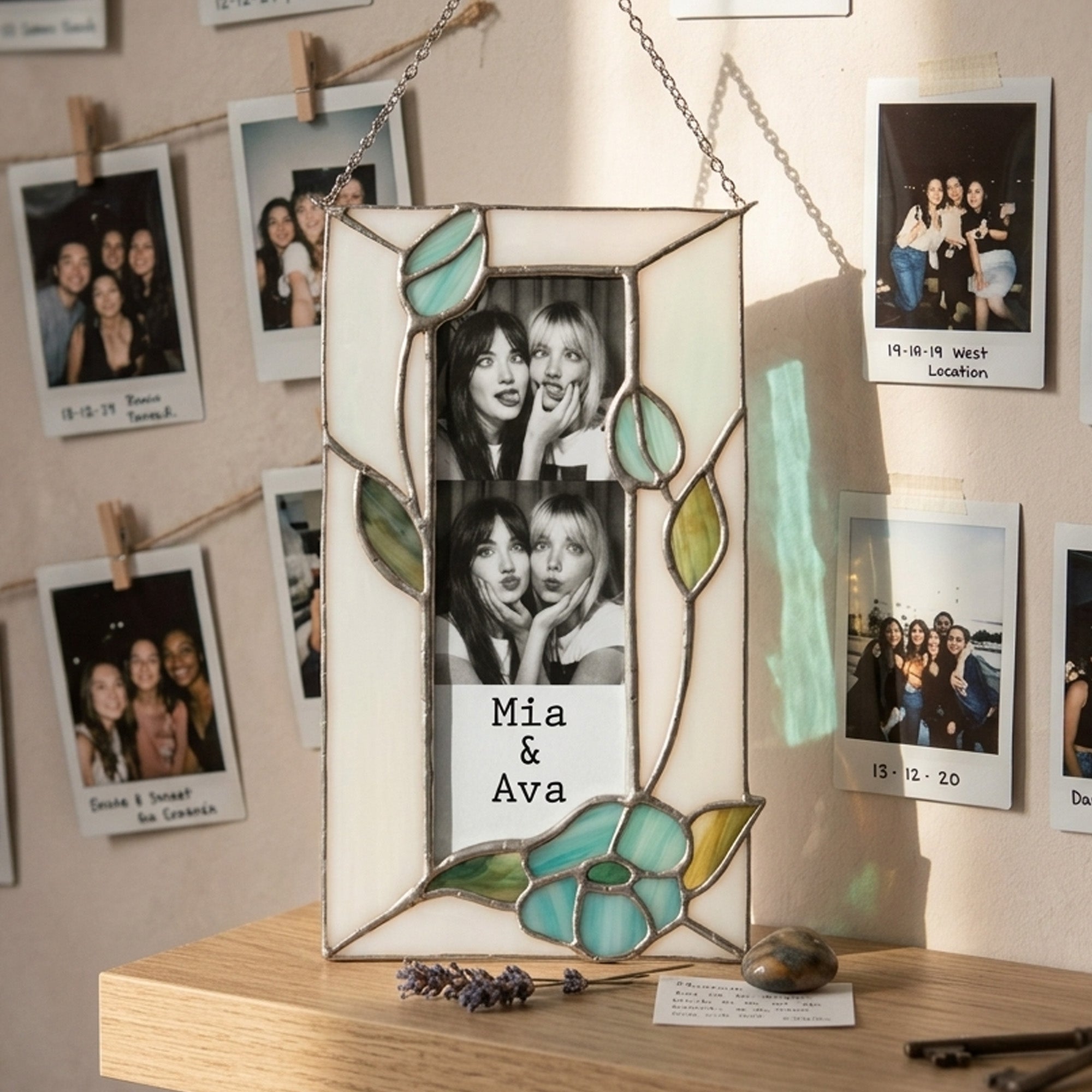 Stained Glass Custom Flower Bestie Photo Frame