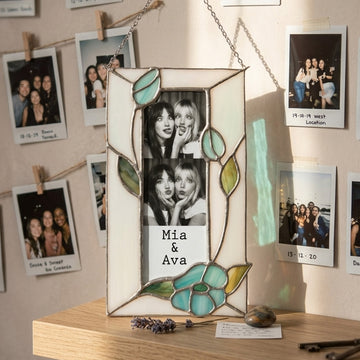 Stained Glass Custom Flower Bestie Photo Frame