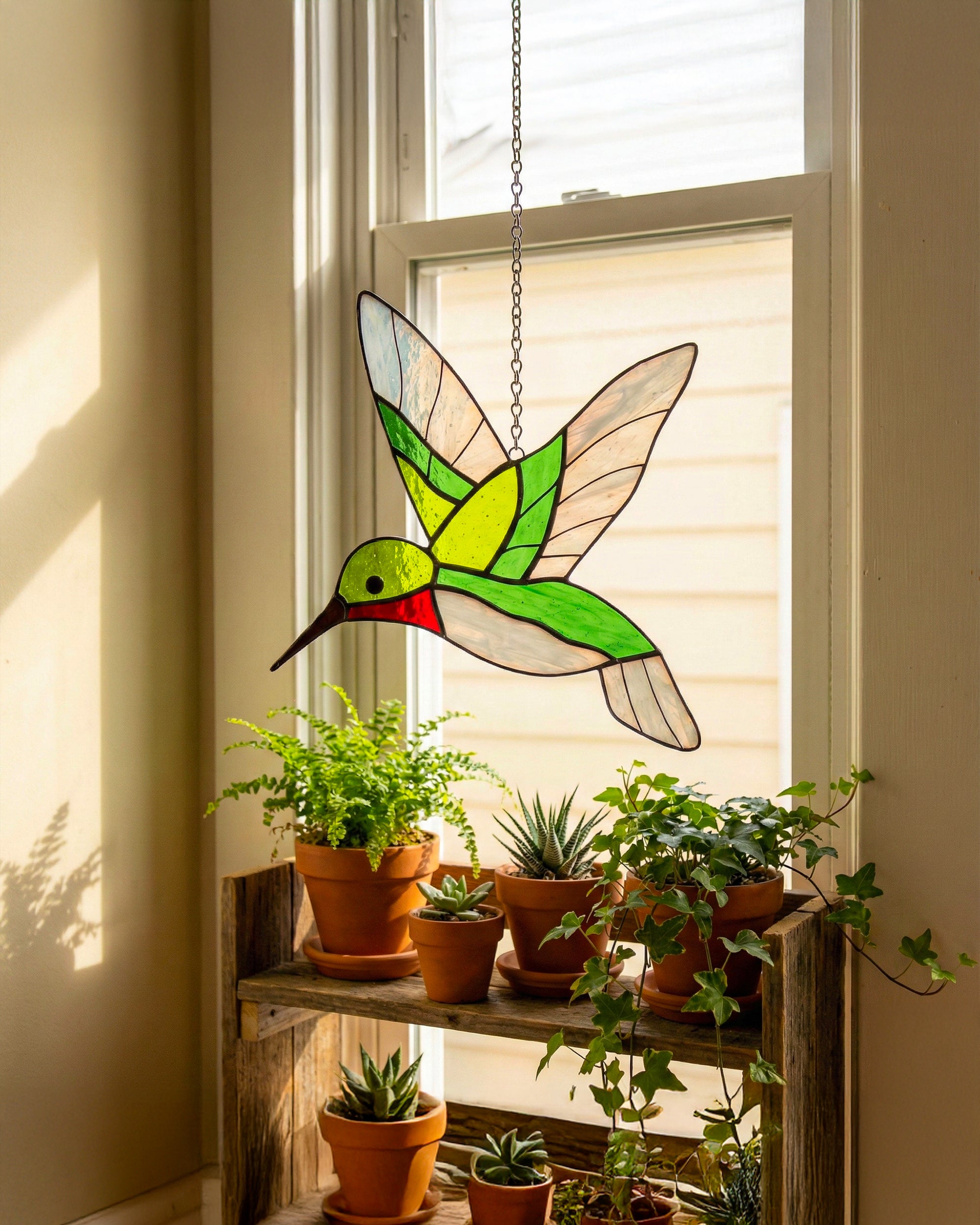 Stained Glass Hummingbird Suncatcher