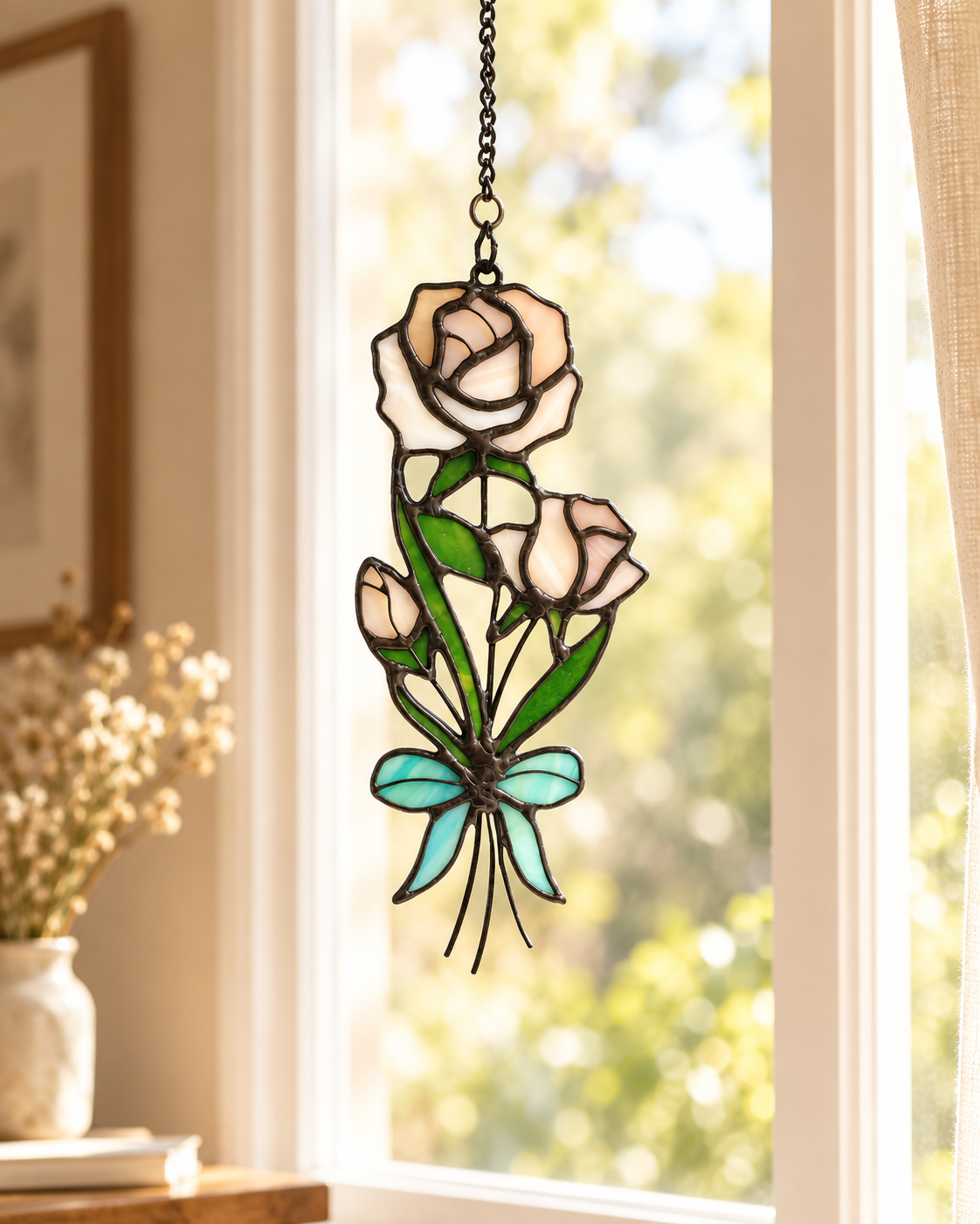 Stained Glass Flower for 12 Month Suncatcher