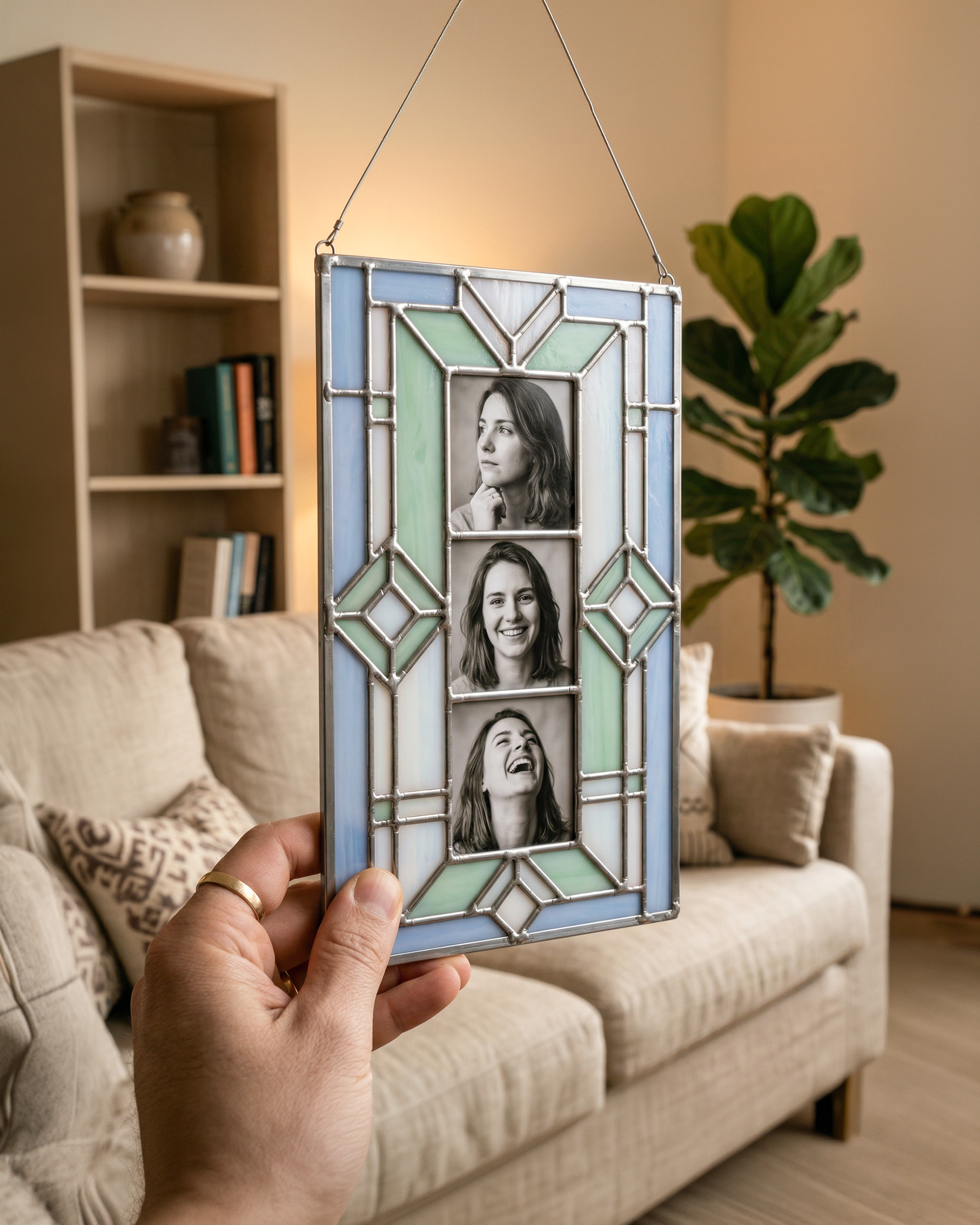 Stained Glass Family Photo Frame Rectangle