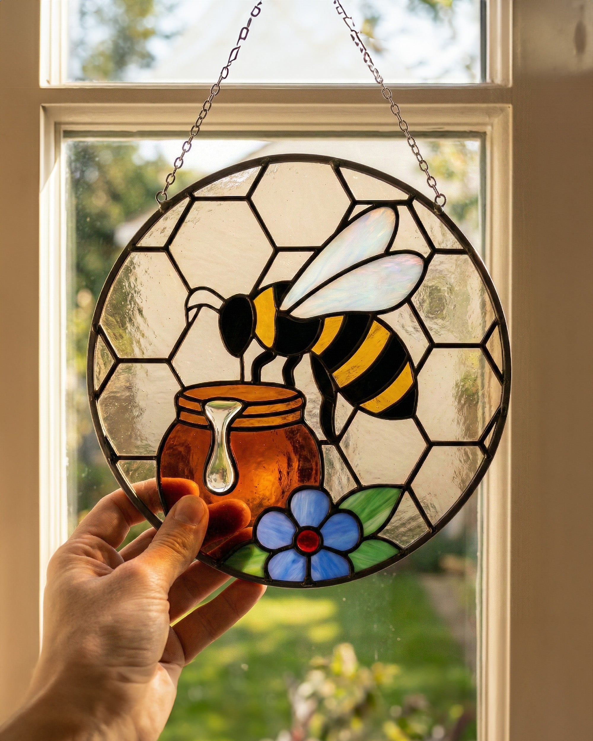 Stained Glass Bee Suncatcher
