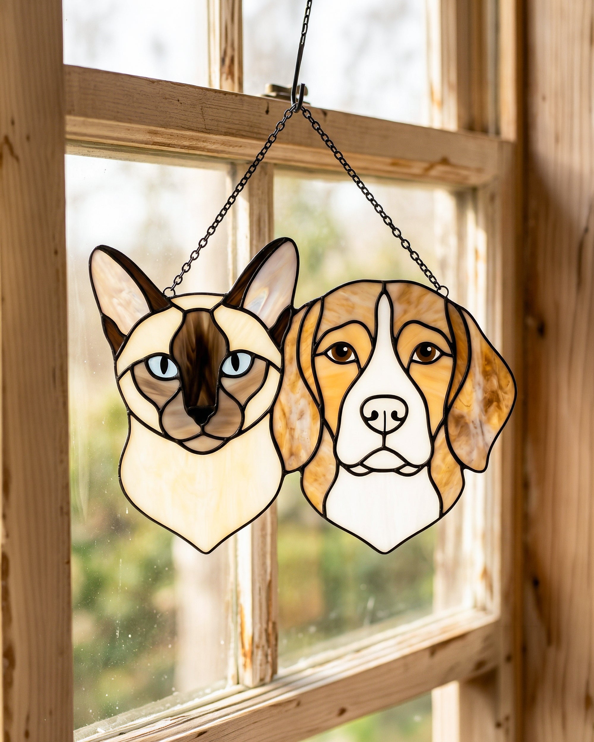 Stained Glass Cat and Dog Suncatcher