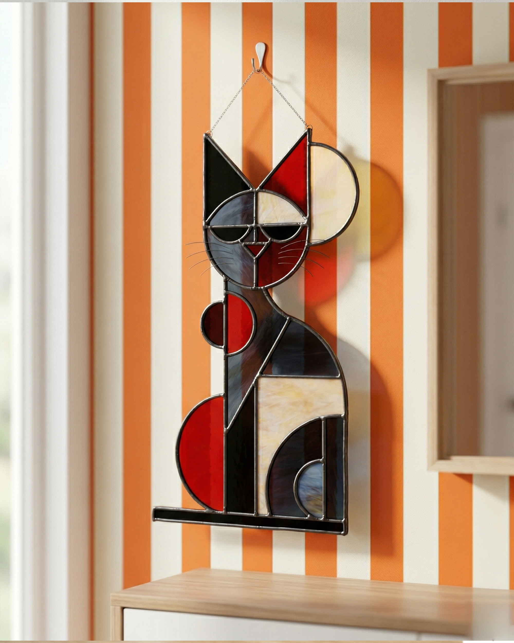 Stained Glass Cat Suncatcher