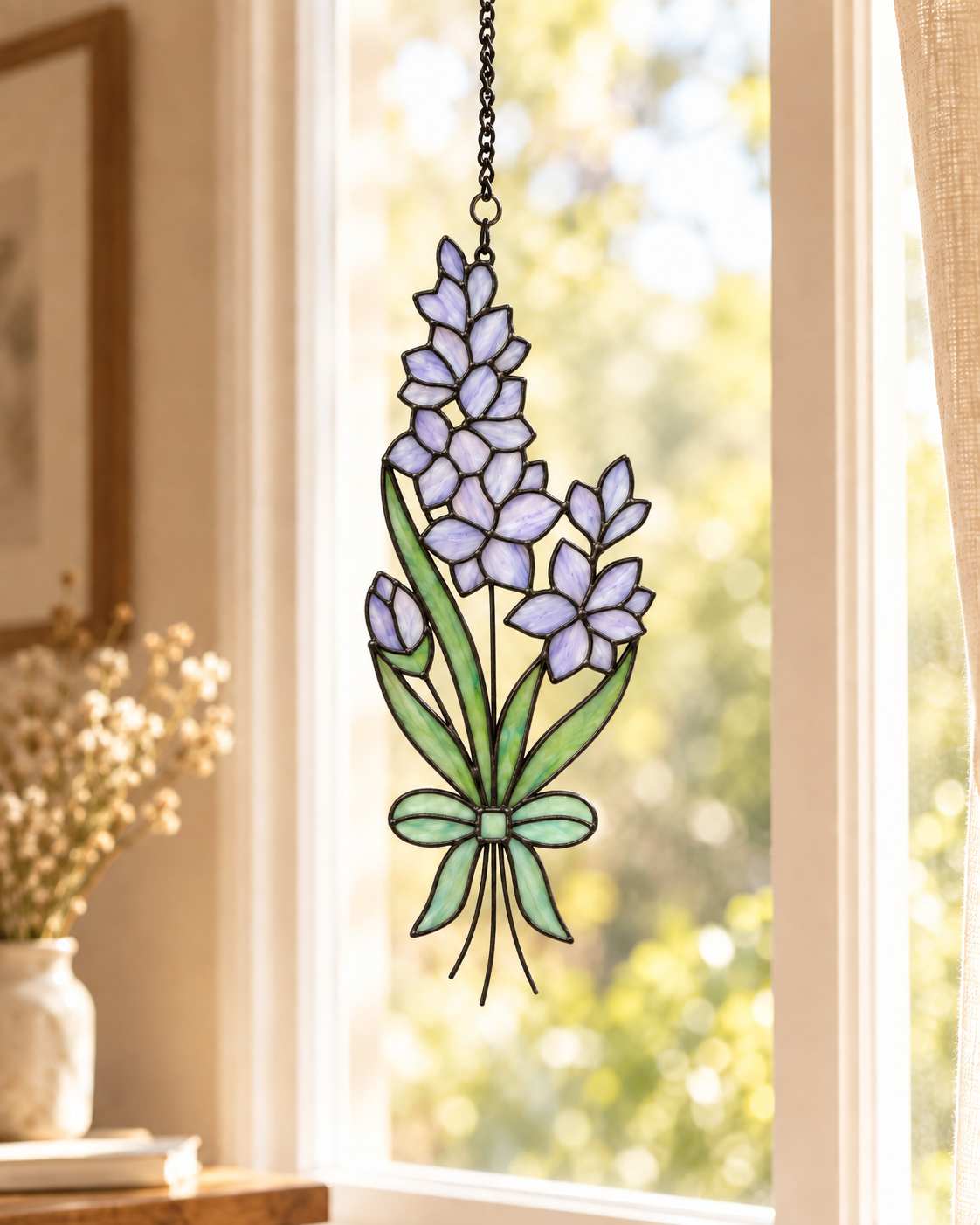 Stained Glass Flower for 12 Month Suncatcher